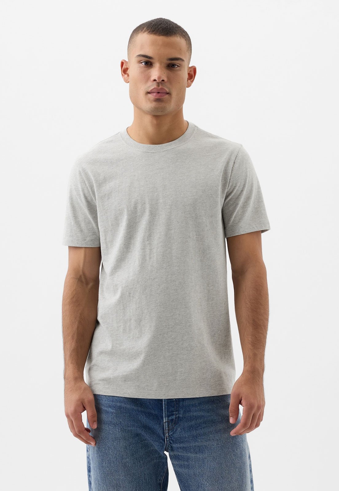 Camiseta Masculina GAP Gola Careca Cinza Claro