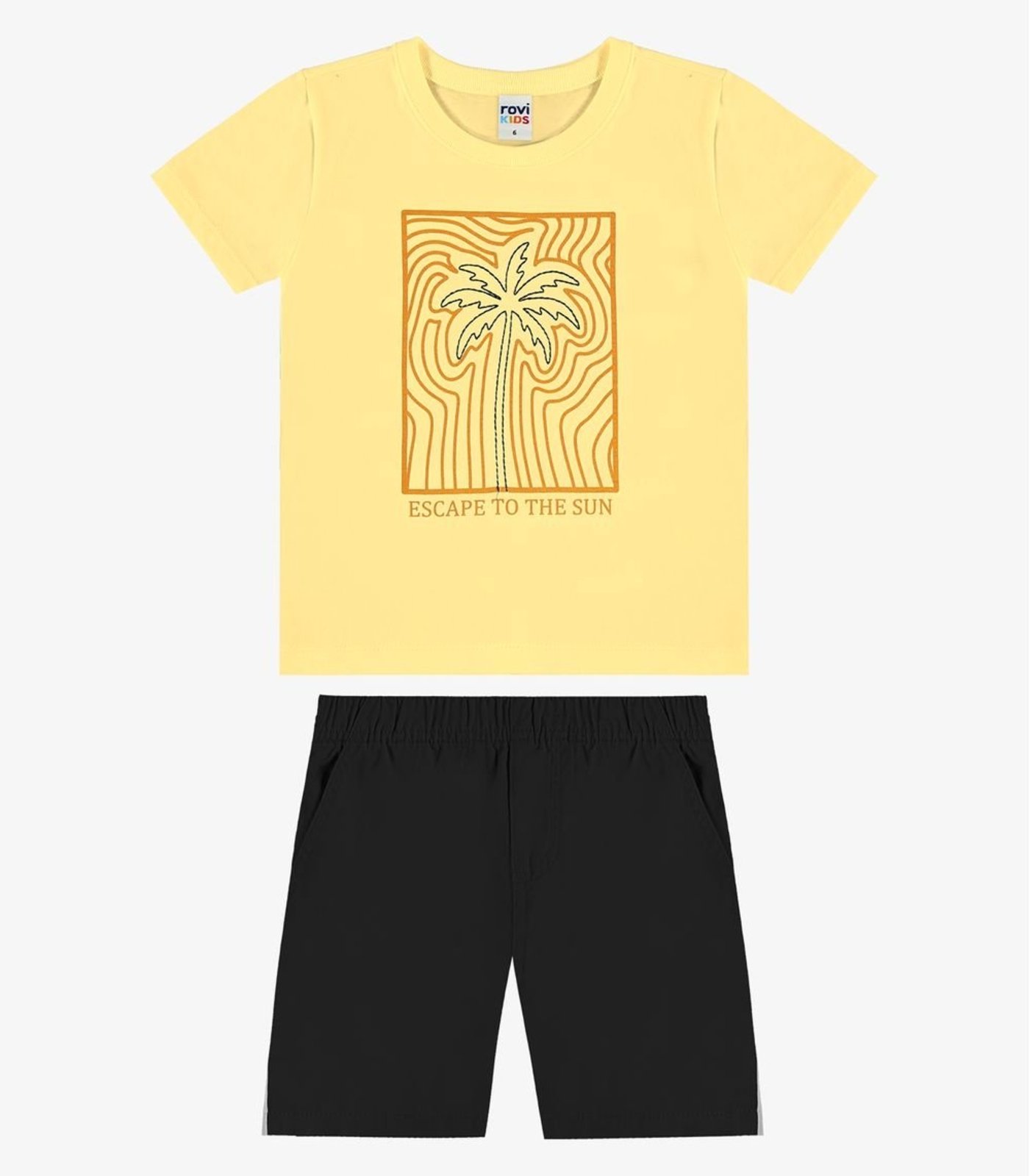 Infantil - Conjunto Camiseta Com Bermuda Rovi Amarelo