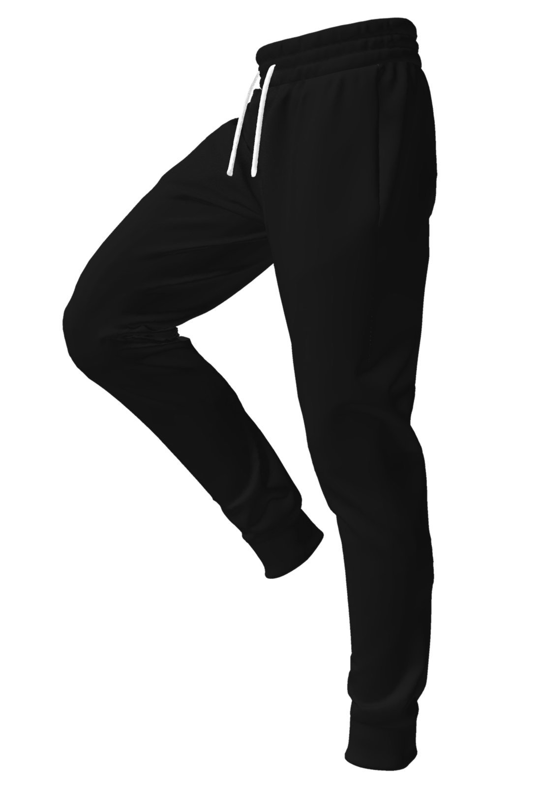 Calça Moletom Jogger Com Punho Elástico E Bolsos Superior Flanelada Lisa Preta
