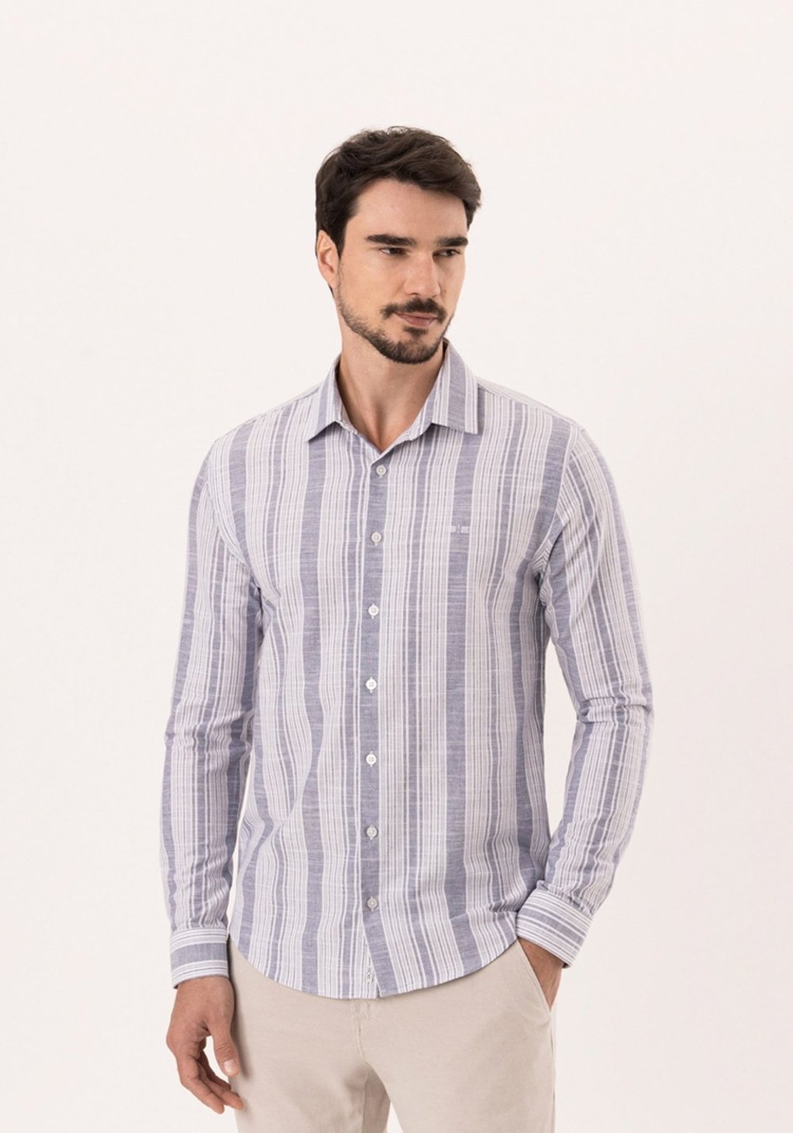 Camisa Slim Fit Com Mangas Longas