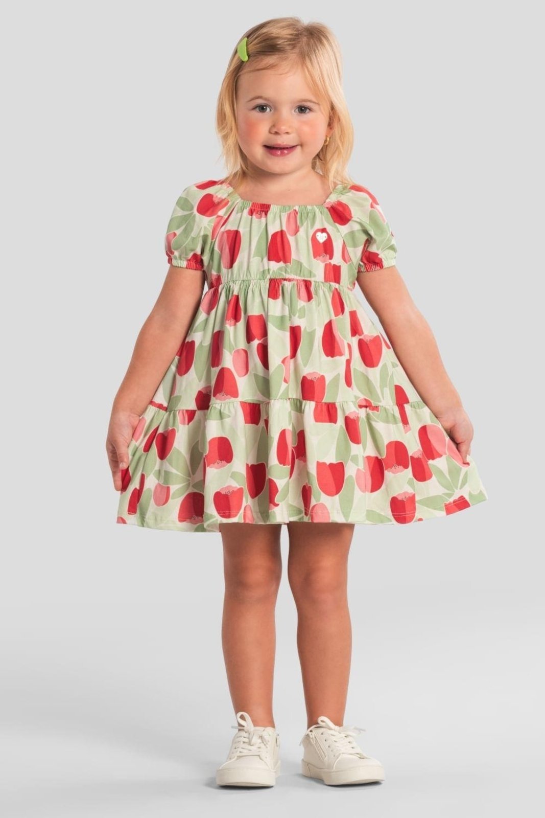 Infantil - Vestido menina estampado Brandili -Vermelho