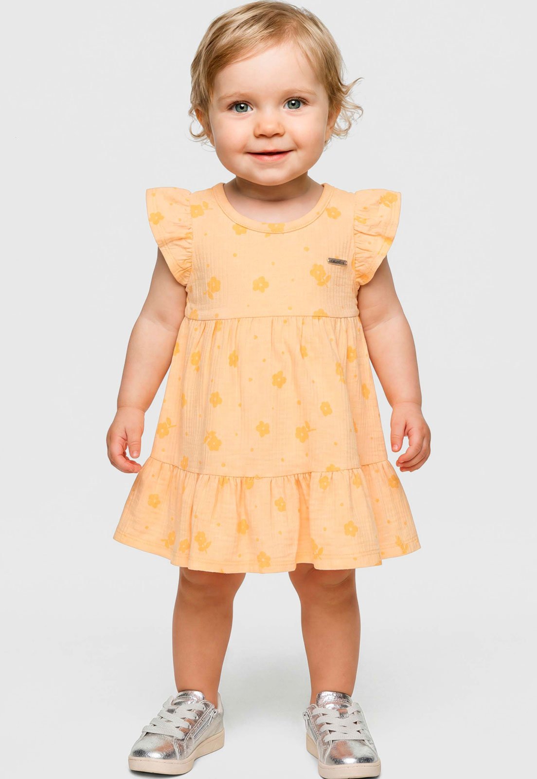 Vestido Coloritta Estampa Floral Laranja