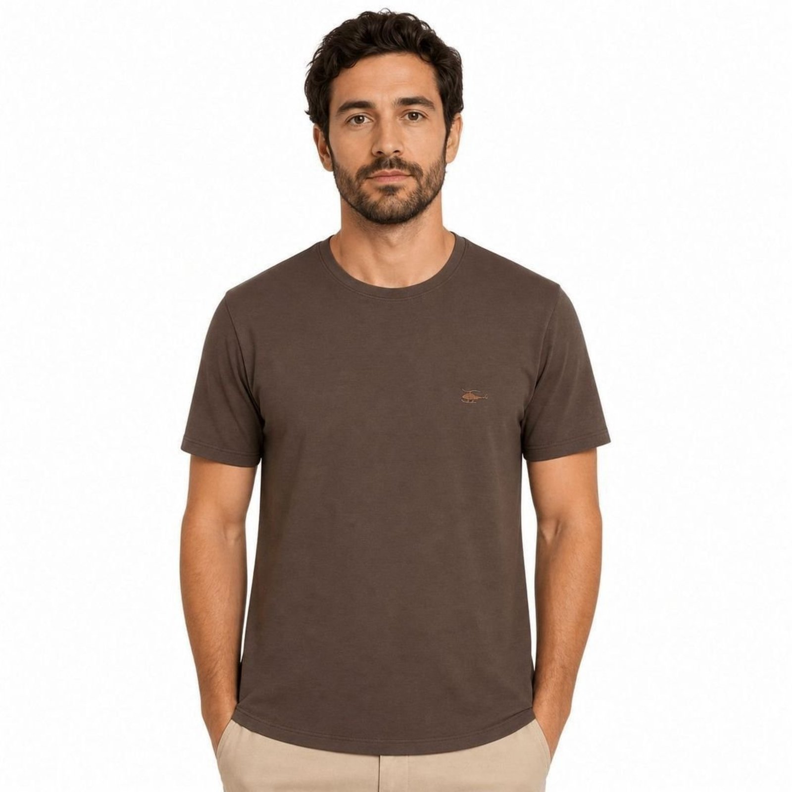 Camiseta Masculina Sallo Slim Fit Marrom 1157 - Marrom - Sallo