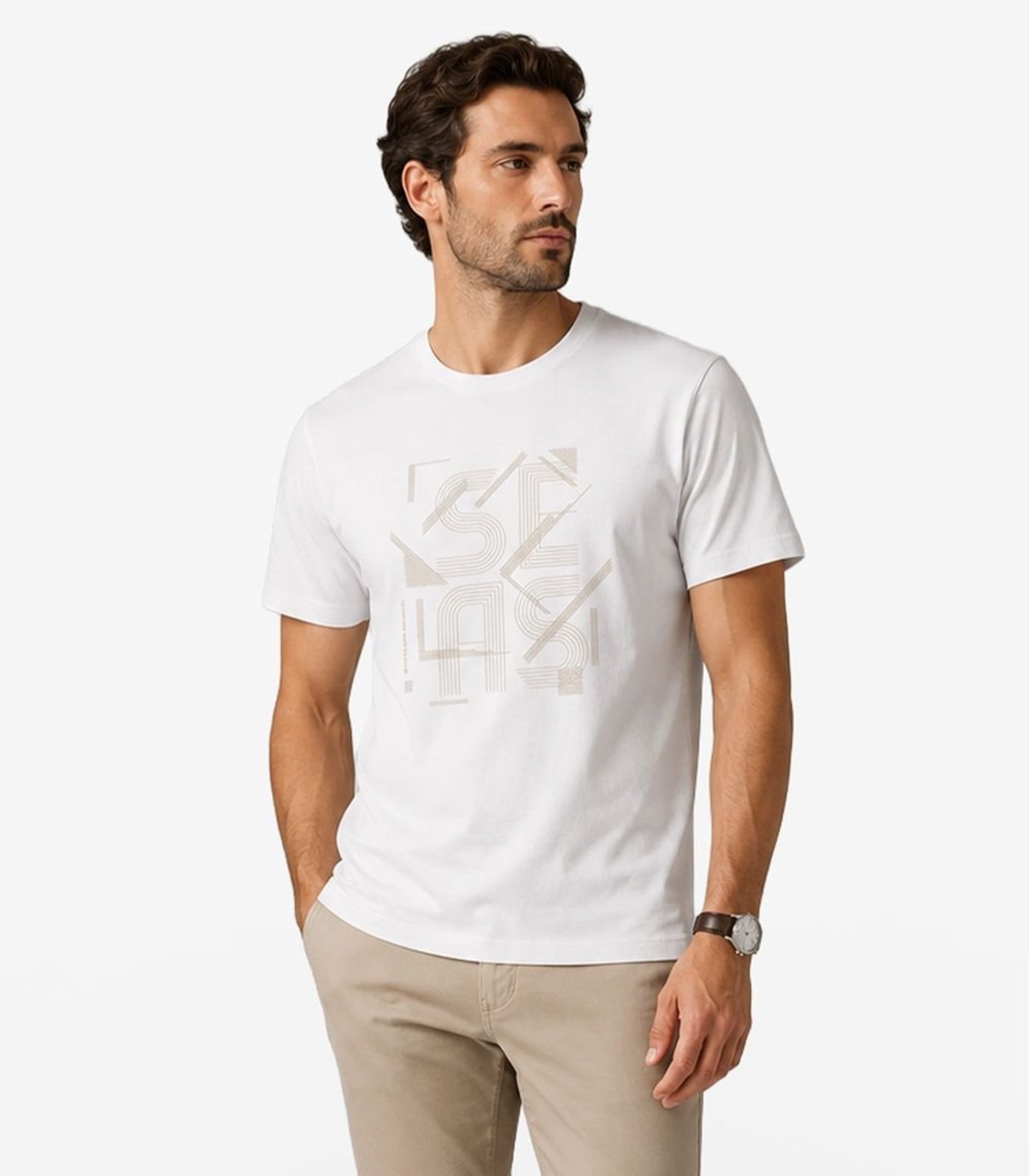 Camiseta Masculina Meia Malha Com Estampa Diametro Branco