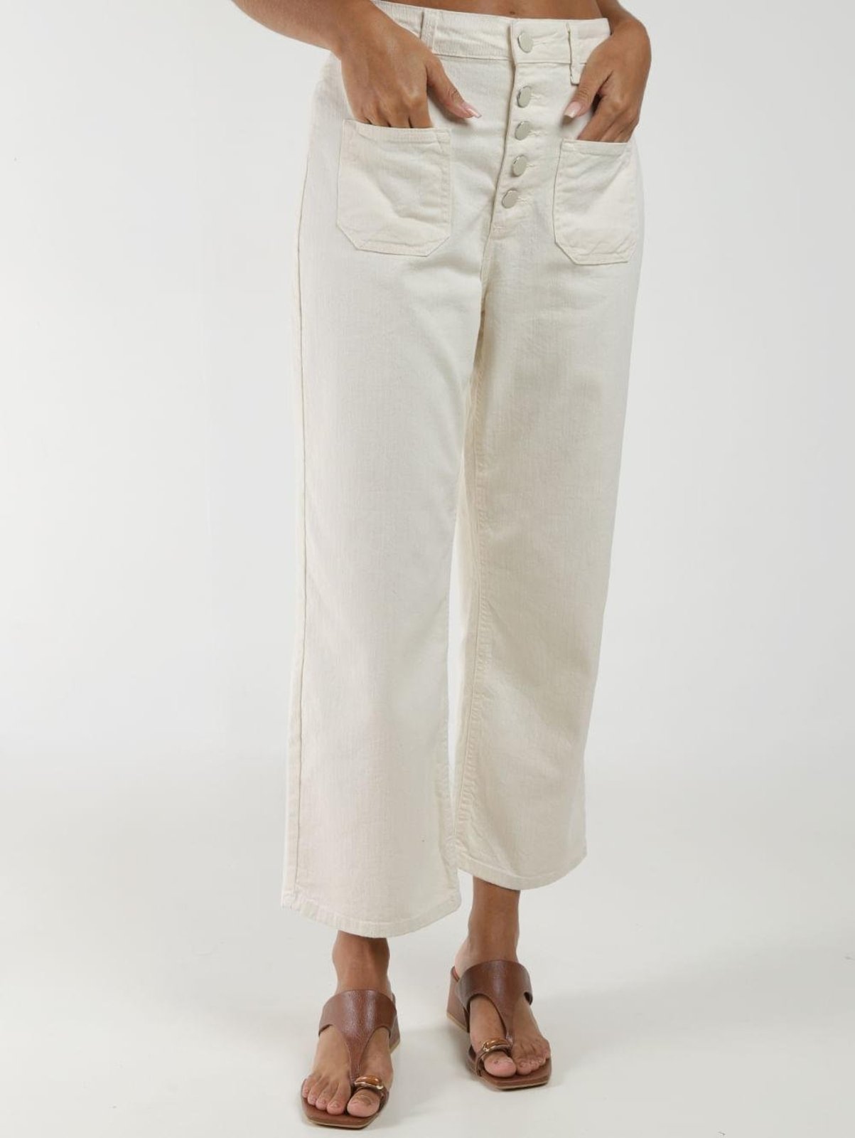 Calça Sarja Reta Cropped Autentique Feminina OFF WHITE