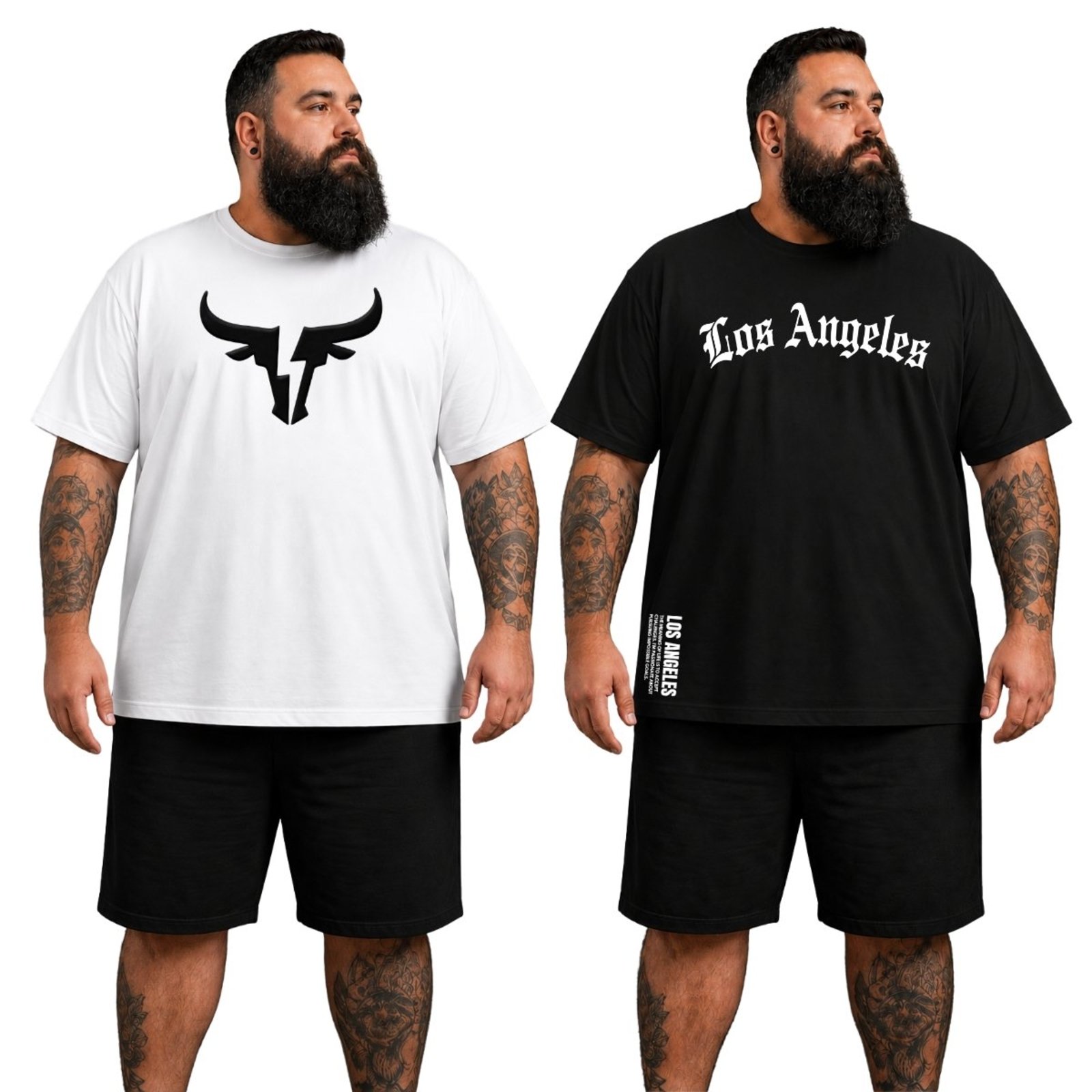 Kit 2 Camisetas Plus Size Masculinas Algodão Estampadas G1 G2 G3
