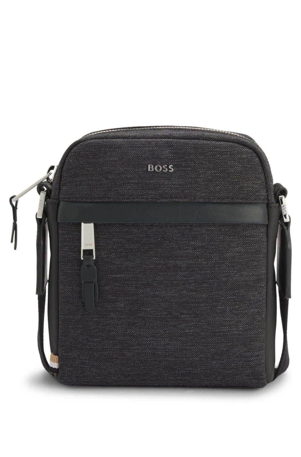 Vista 2 Bolsa Repórter Com Acabamentos Em Couro Boss cinza Boss cinza