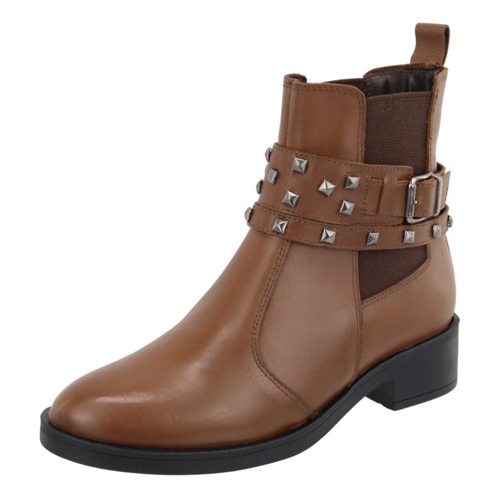 Bota em Couro Feminina Cano Curto Conhaque Spike Lançamento Tellini Store