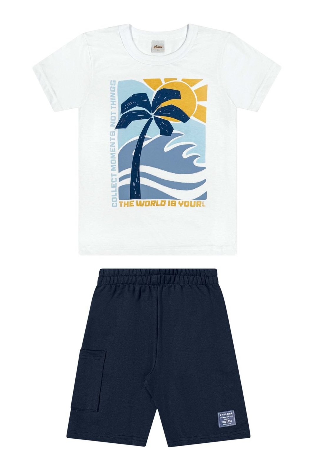 Infantil - Conjunto Menino Tropical Com Puff Elian Branco
