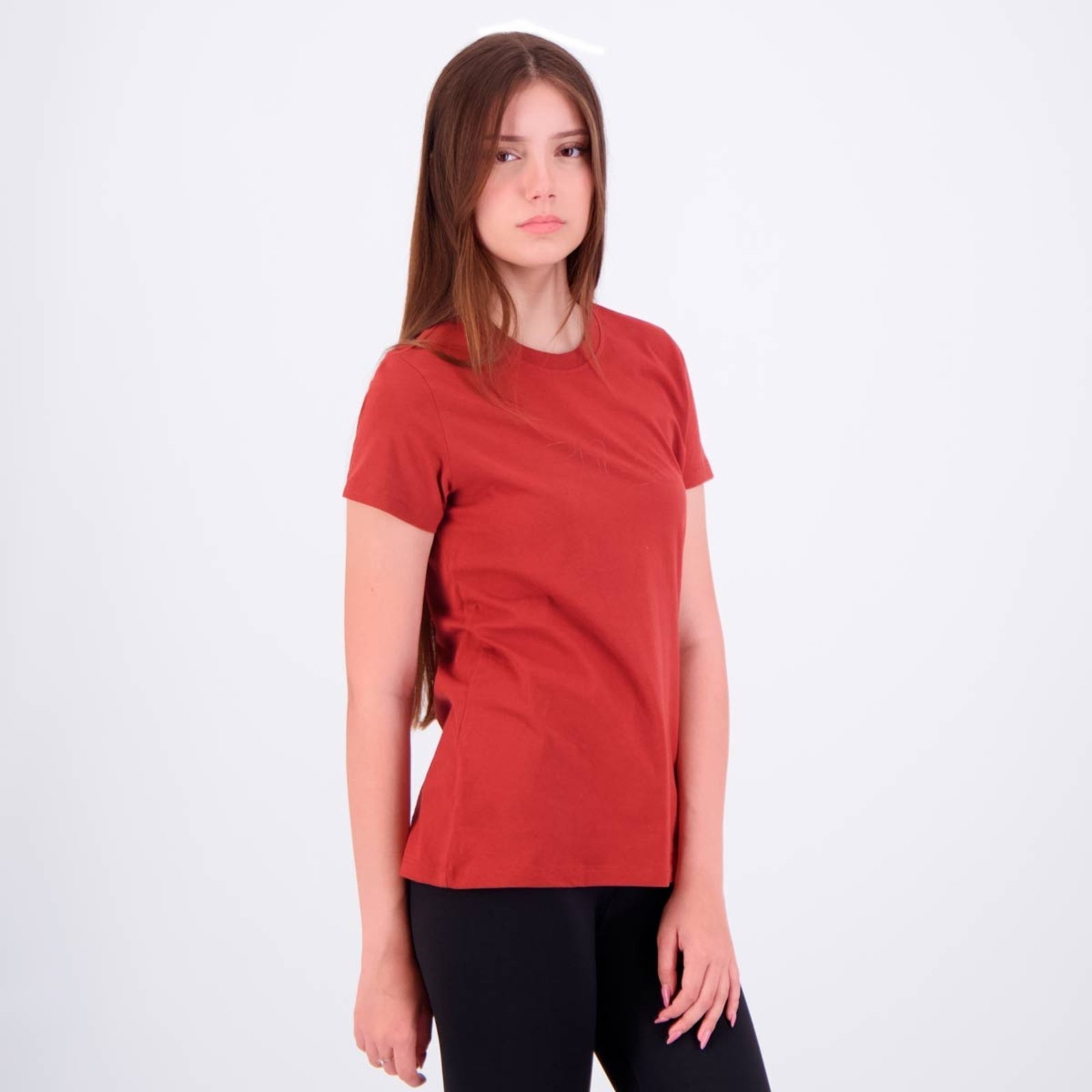 Vista 3 Camiseta Fila Regular Basic Outline Feminina Bordô vermelho Fila vermelho