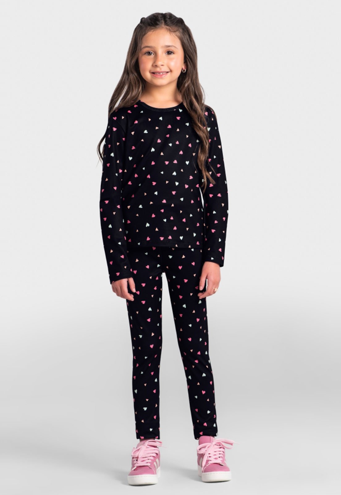 Infantil - Camiseta Brandili Corações Preto