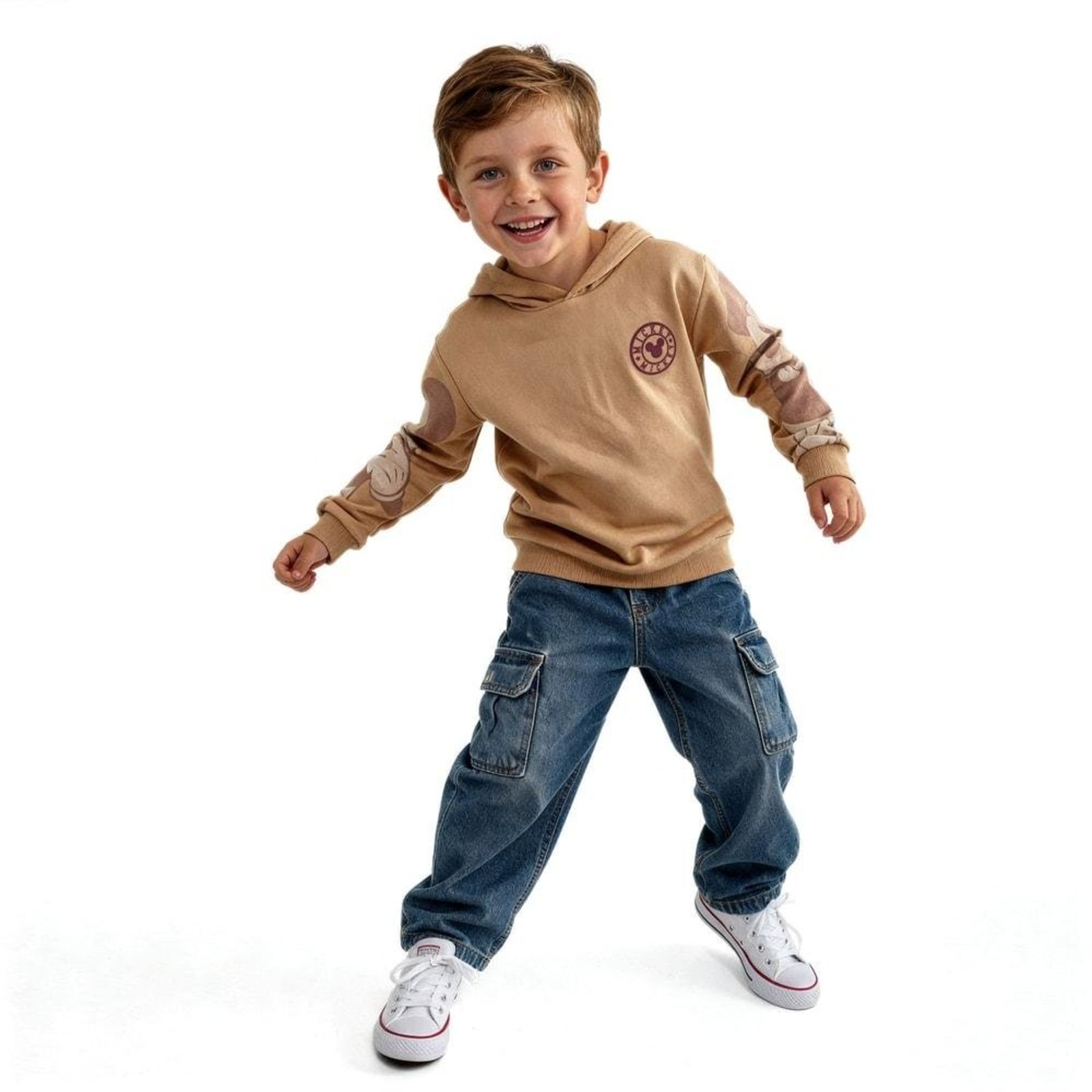 Infantil - Casaco Menino Mickey Mouse Alphabeto Noz Moscada Laranja
