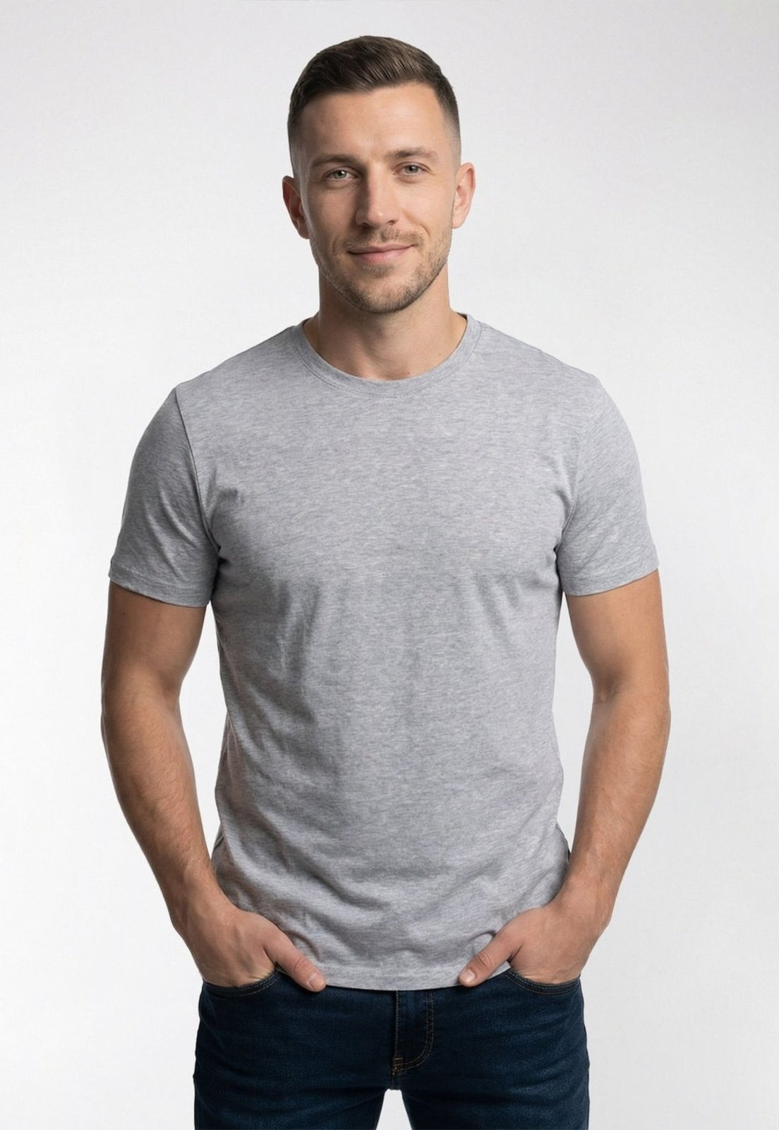 Camiseta Guess Barra Arredondada Cinza