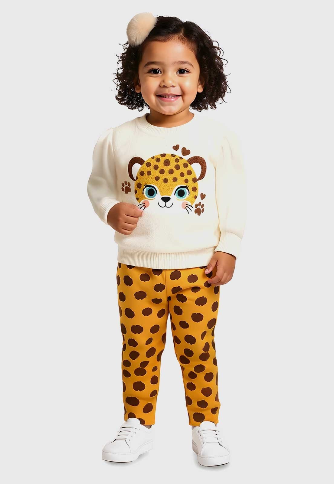Conjunto Kyly Rosto de Felino Amarelo
