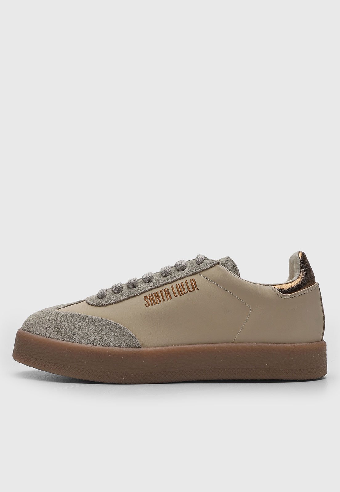 Tênis Feminino Santa Lolla Detalhe Suede Bege