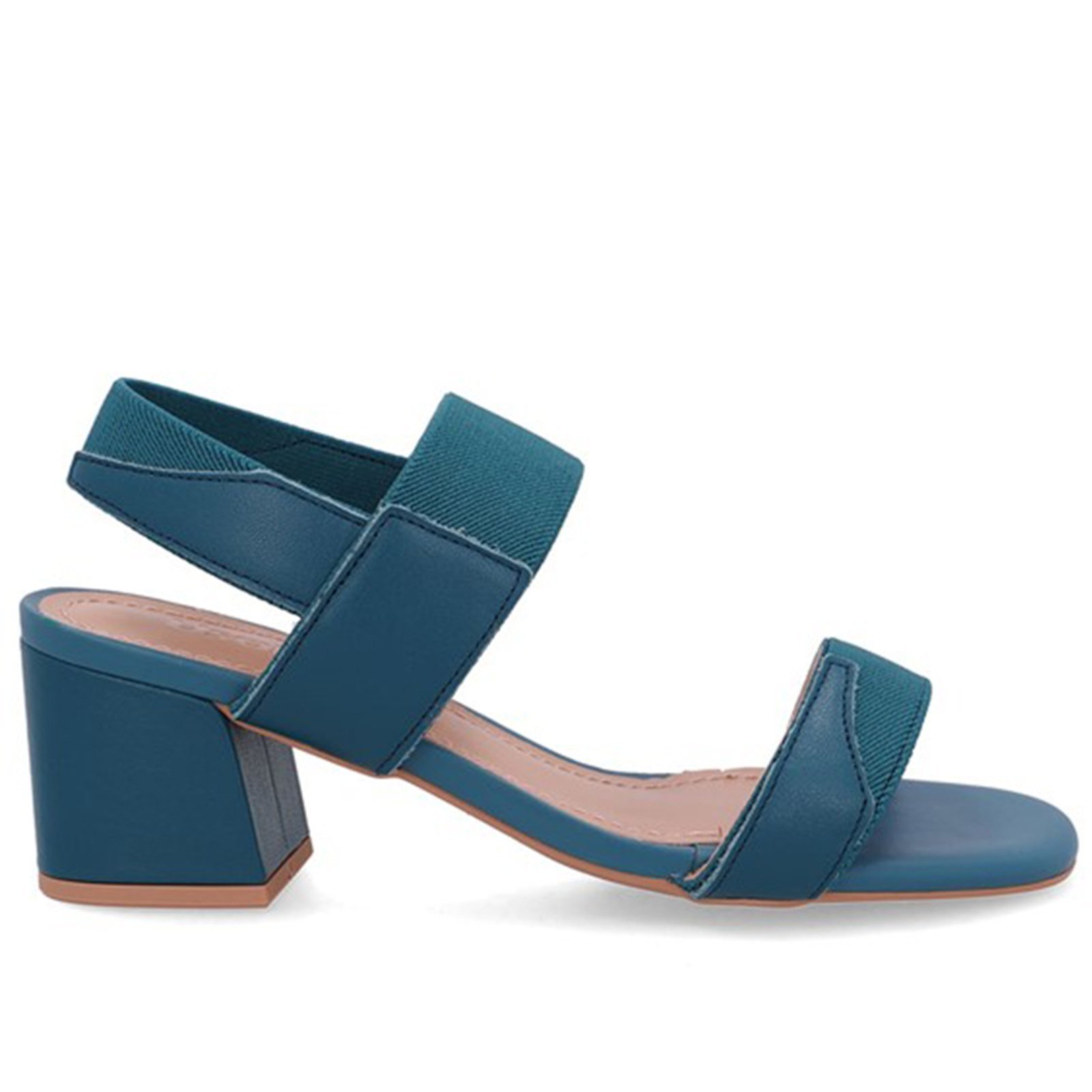 Sandália Couro Bico Quadrado Tira Elástico Usaflex Azul Esmeralda – 003