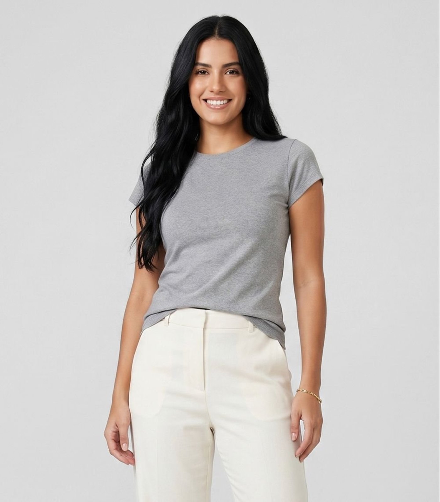 Blusa Feminina Básica Algodão Infinita Cor Cinza
