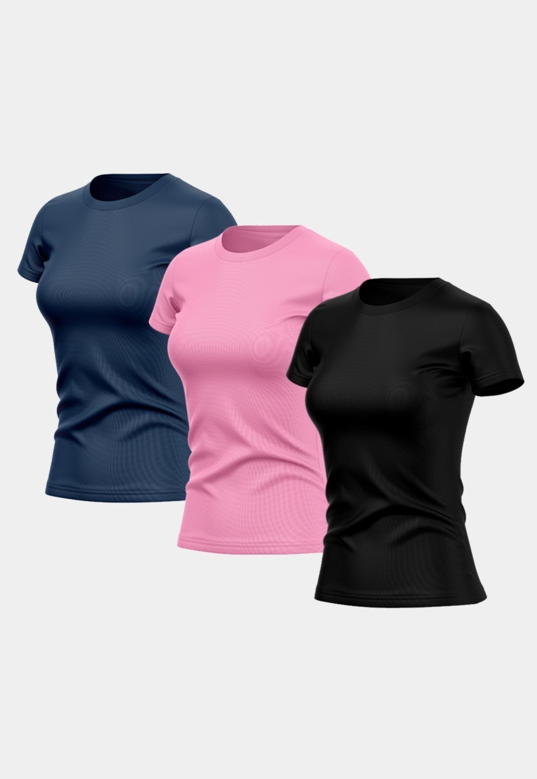 Kit 3 Camisetas Feminina Dry Fit Básica Lisa Proteção Solar UV Térmica Blusa Academia Esporte Camisa