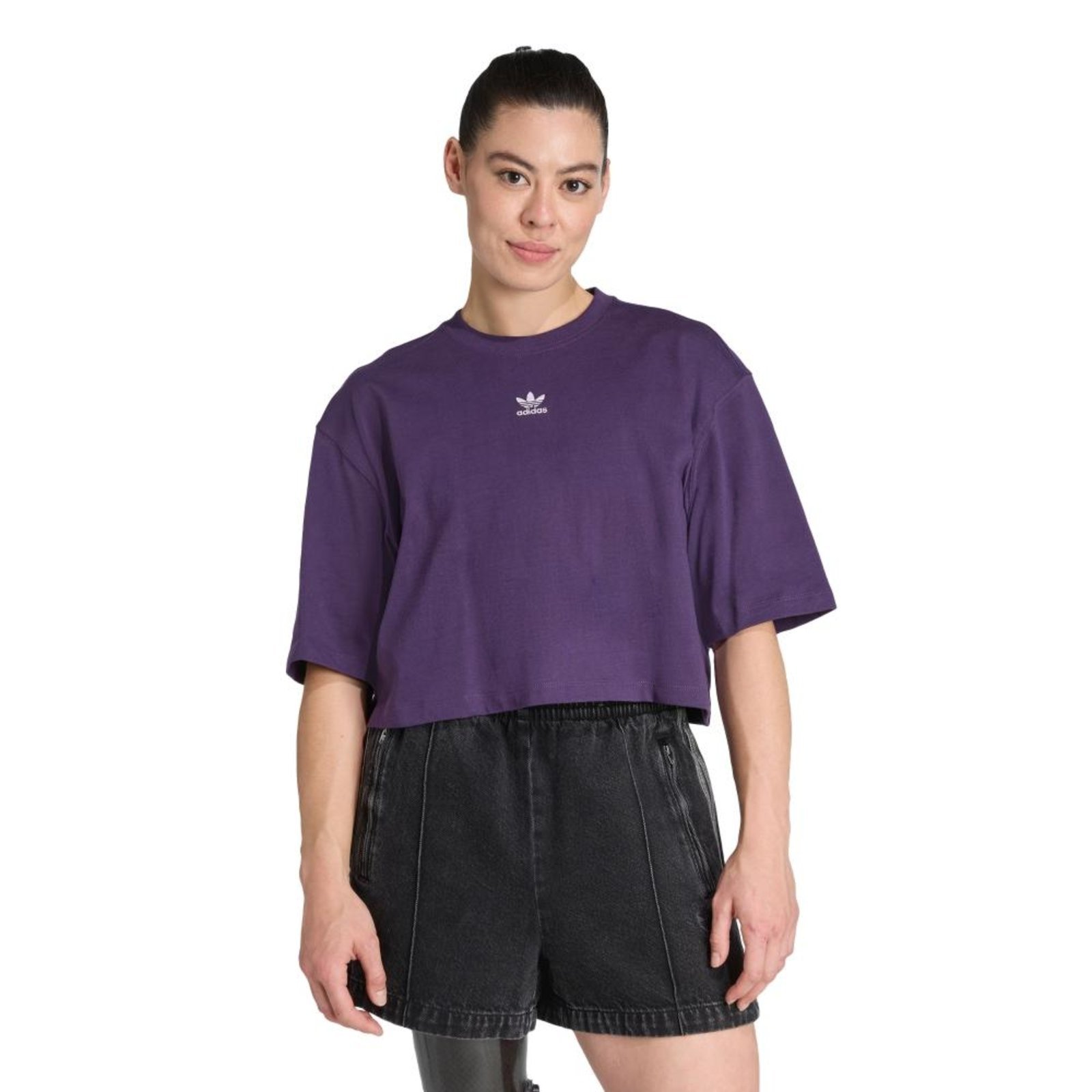 Camiseta Cropped Essentials adidas Originals Roxo