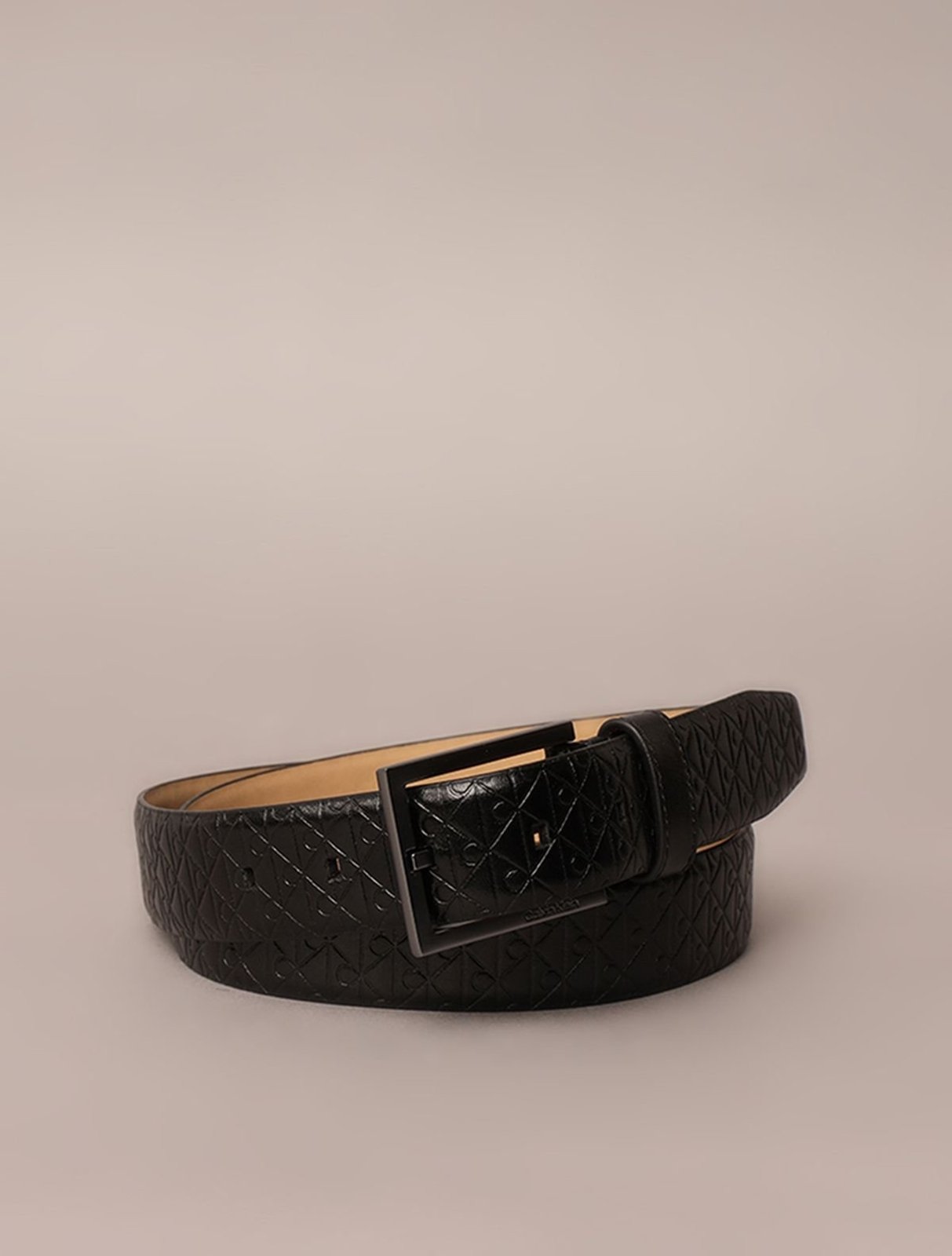 Cinto Calvin Klein Couro Estampa Total - Preto Calvin Klein Jeans
