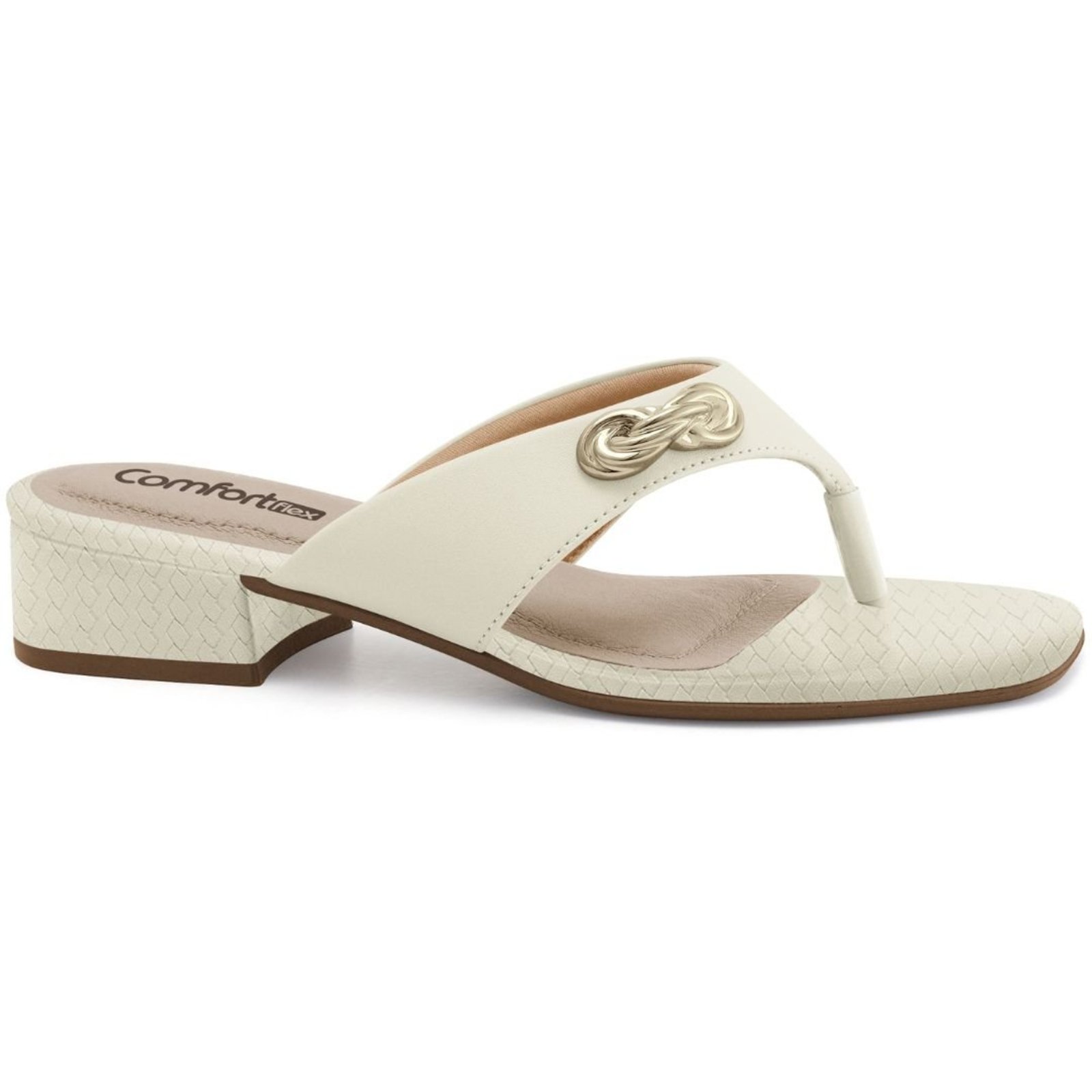 Tamanco Feminino Salto Bloco Comfortflex 2655404 - Off White