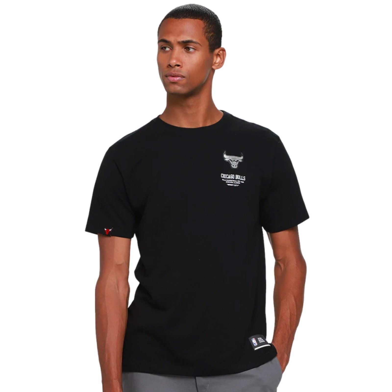 Camiseta Nba Masculina Chicago Bulls Iron Preto