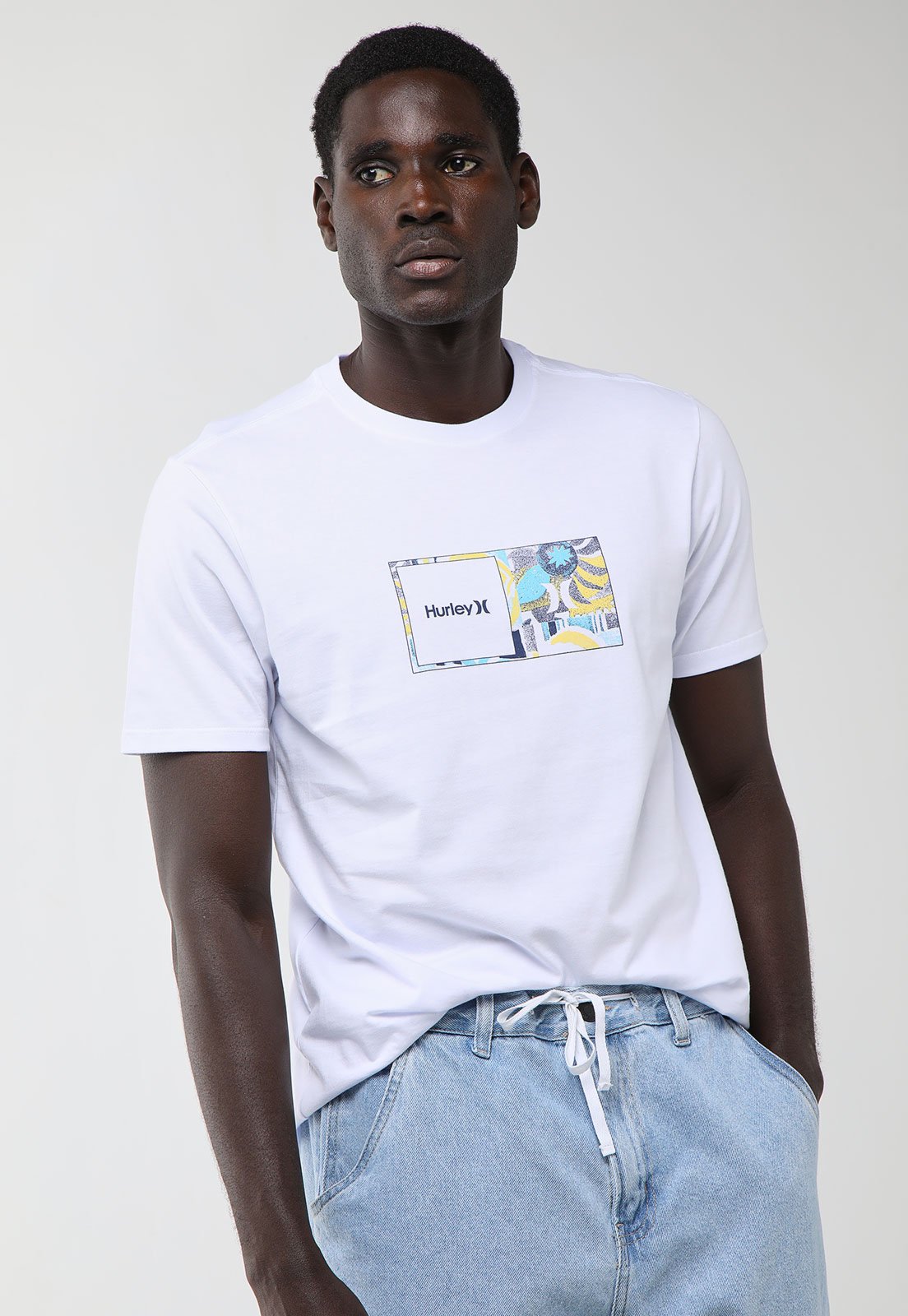 Camiseta Masculina Hurley Silk Double Up Surf Noise Branca