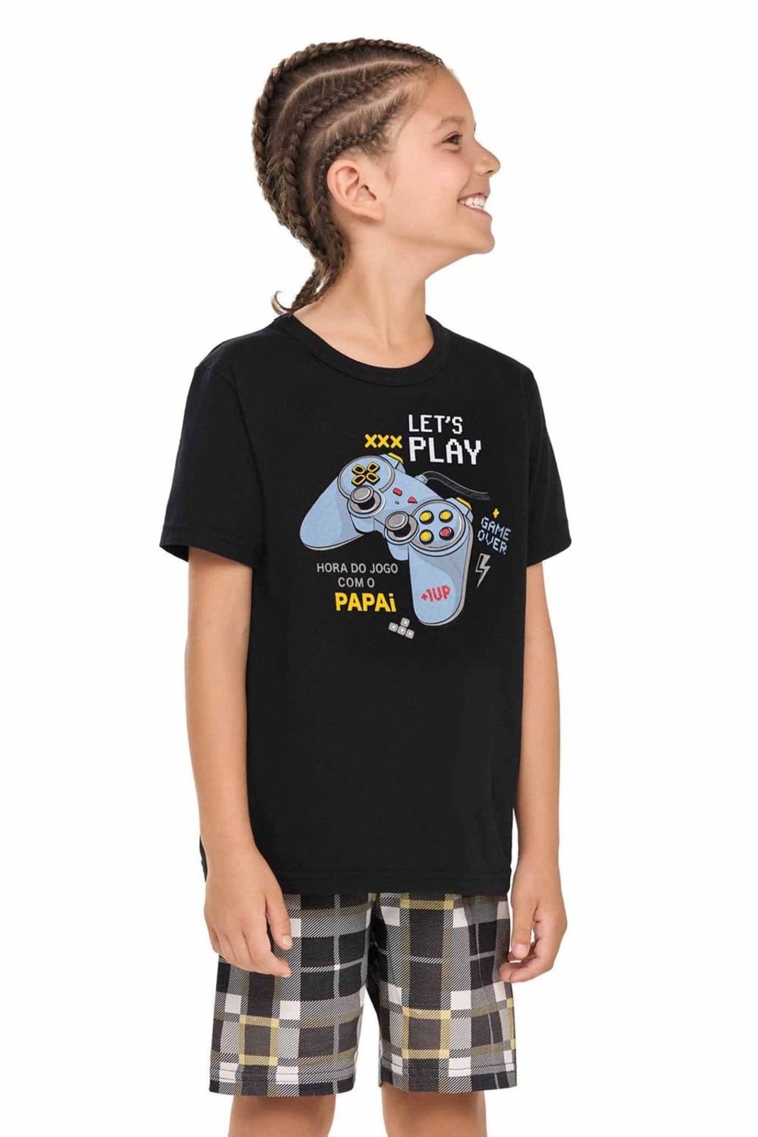 Pijama Menino Gamer Linha Família Elian Preto