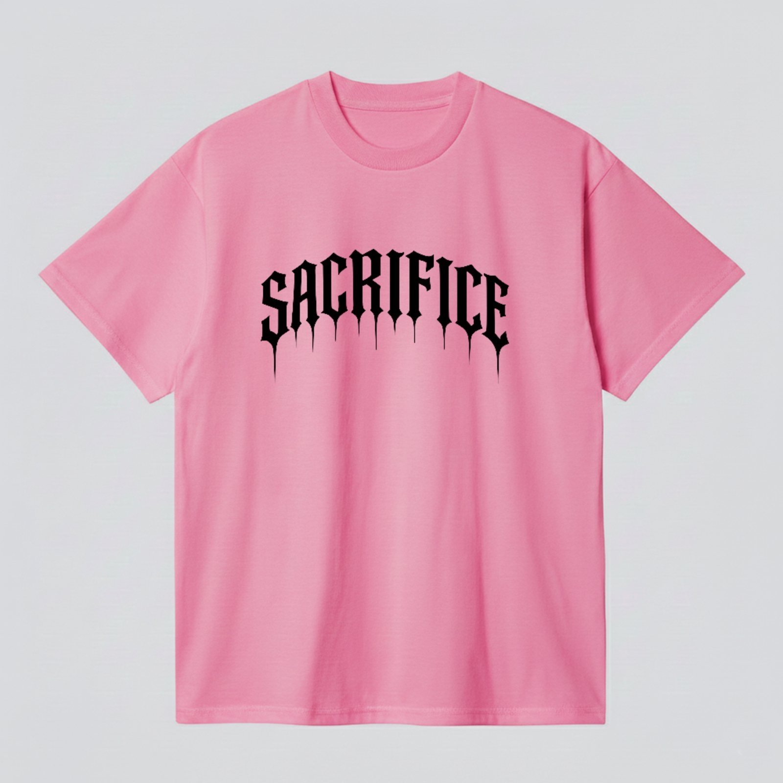 Camiseta Básica Sacrifice Gothic Lettering Streetwear Dark Rosa