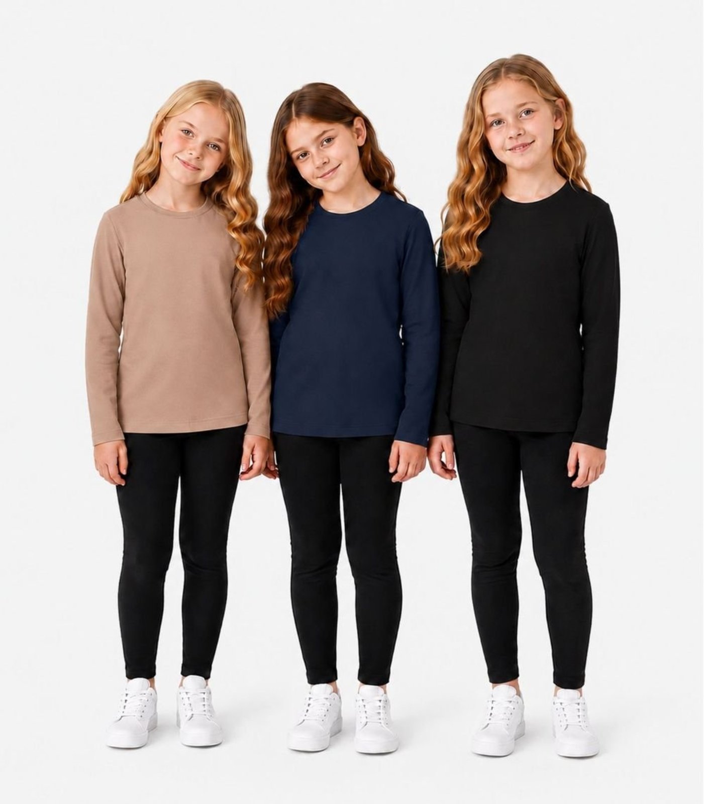 Infantil - Kit 3 Camisetas Menina Manga Longa Térmicas Rovi Sortidas
