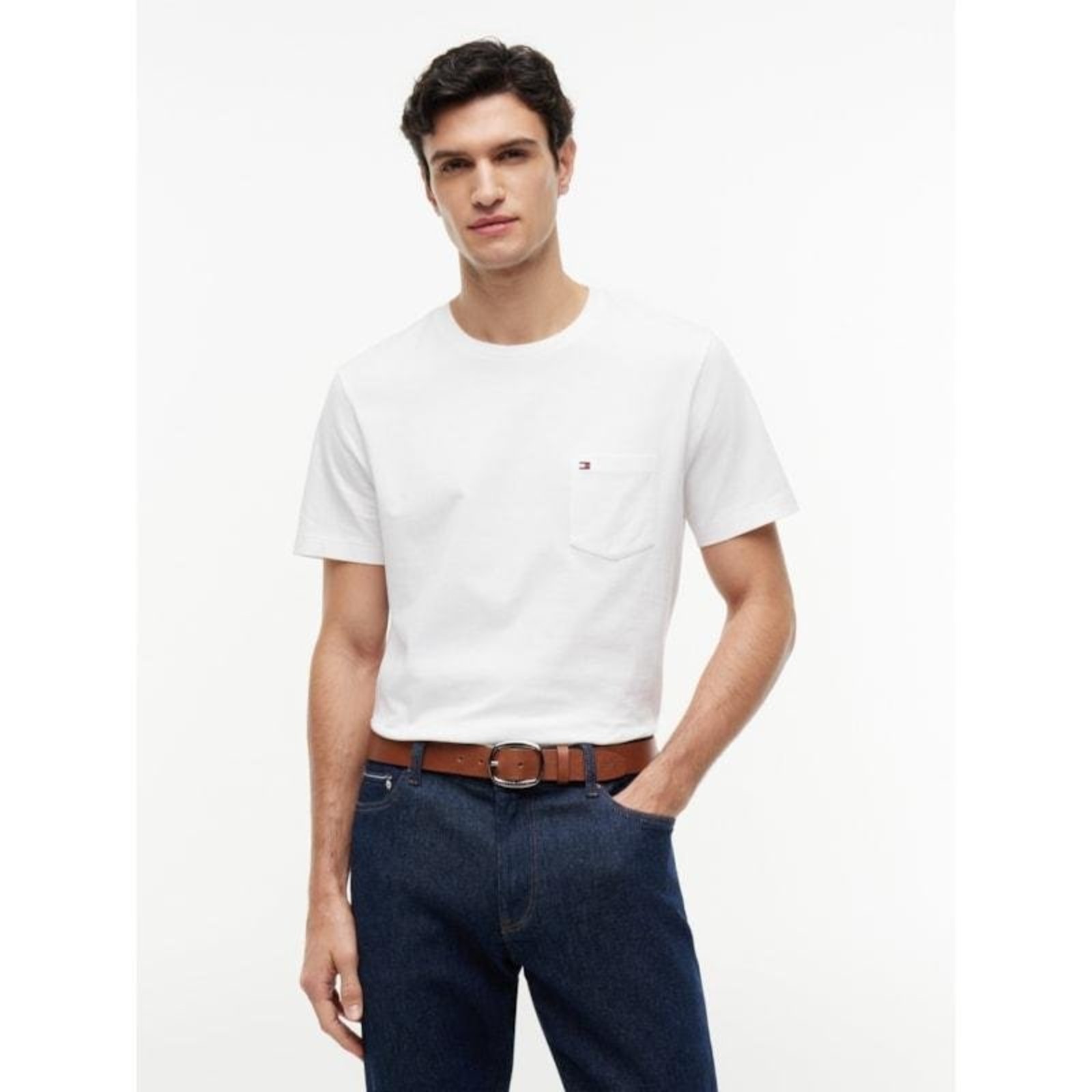 Camiseta Clássica com Bolso Branco