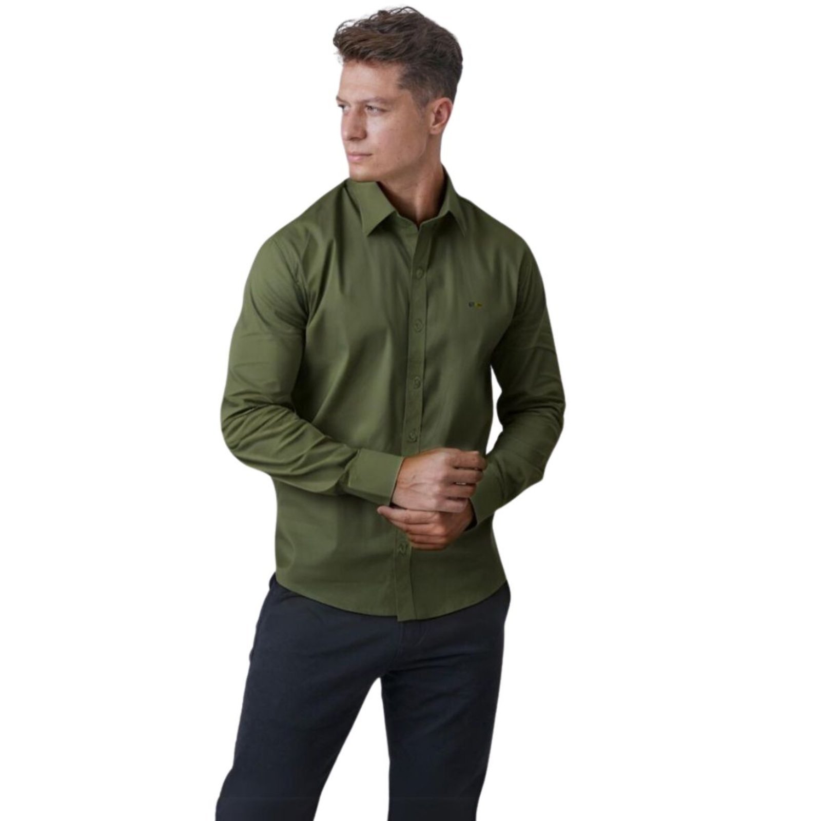 Camisa Social Itália Masculina Slim Manga Longa Elegante