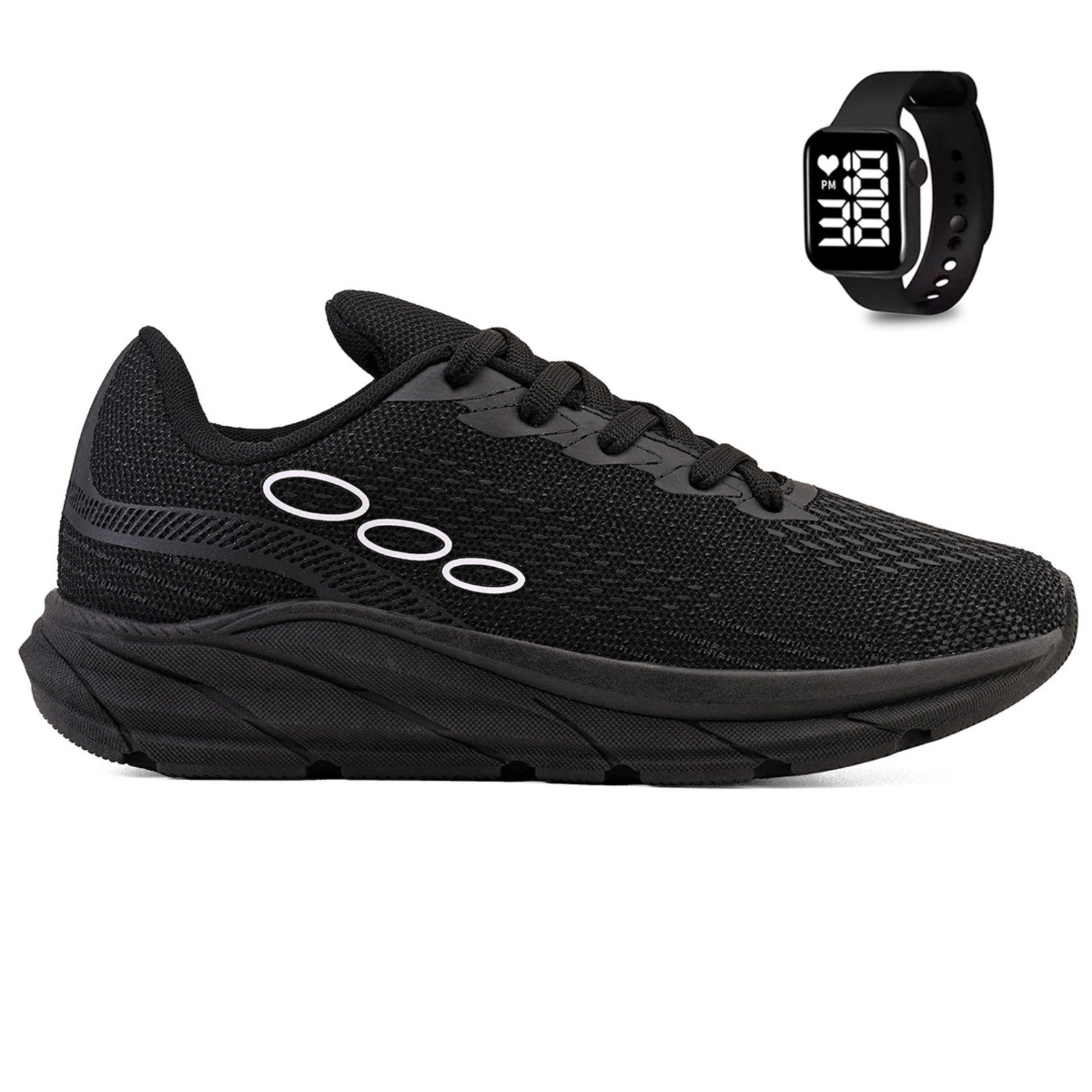 Kit Tenis Esportivo Unissex Academia + Relogio Digital Calcados Lght Light
