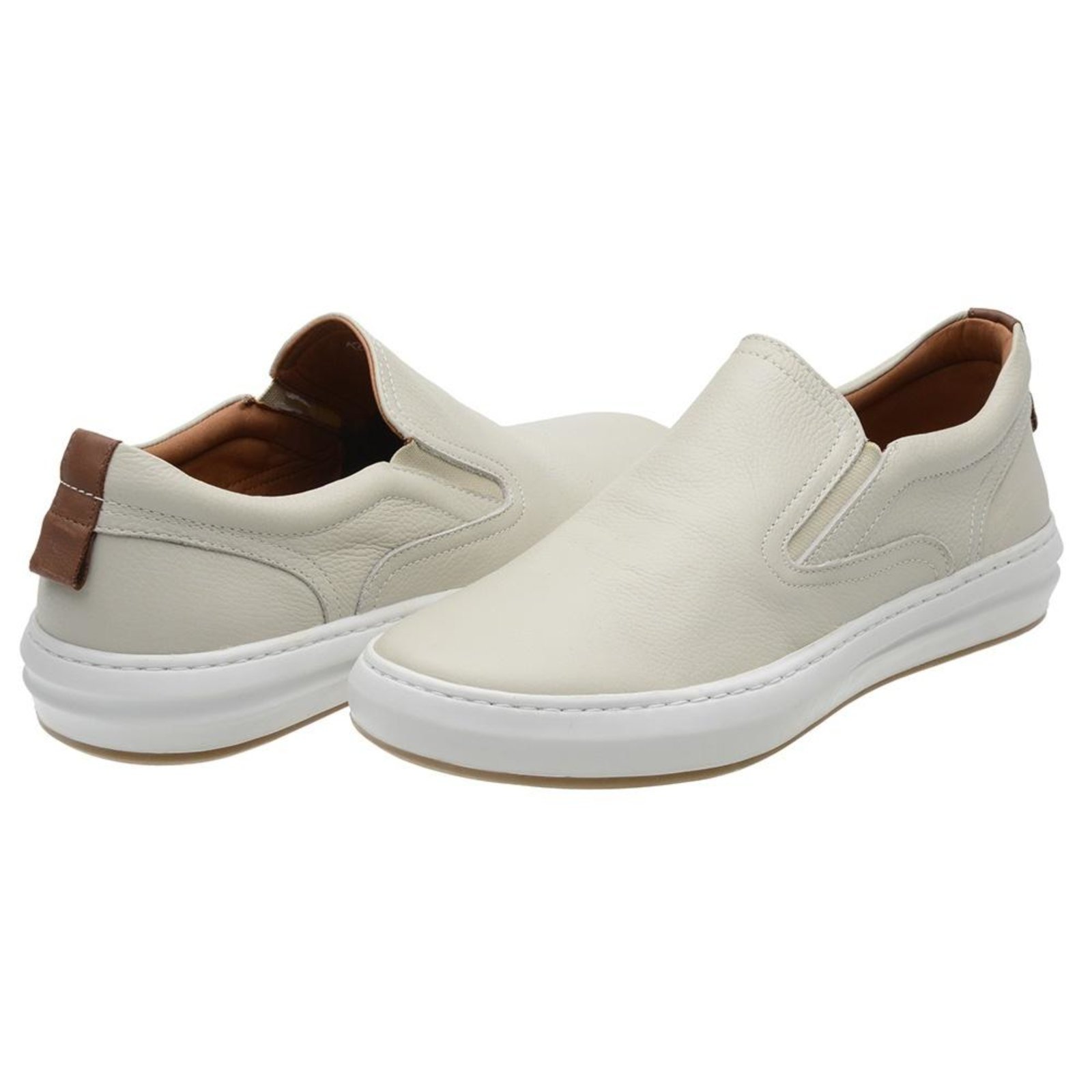Tênis Slip On Masculino Couro Casual Solado Reto Moderno Marinho 37 Off-white