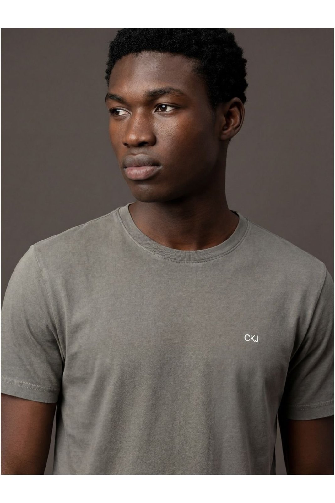 Camiseta Manga Curta Calvin Klein Jeans Masculino Logo Ckj Pigmento - Chumbo Calvin Klein Jeans