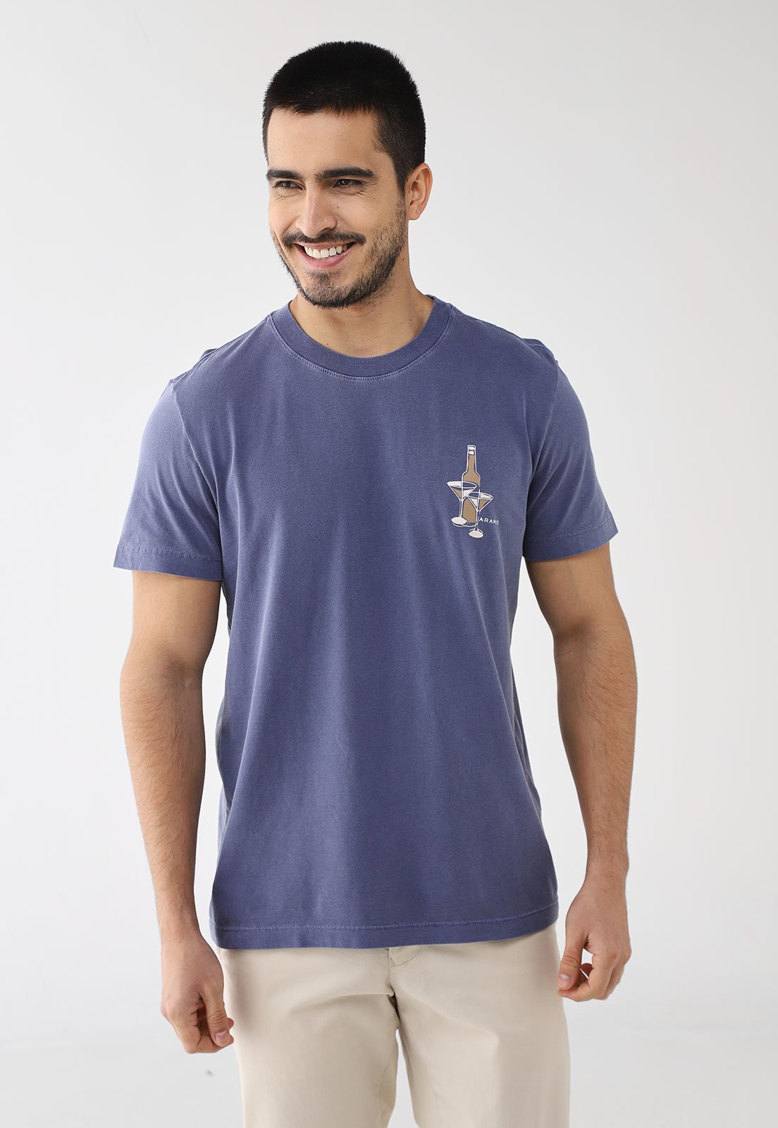 Camiseta Masculina Aramis Estampa Taças Azul