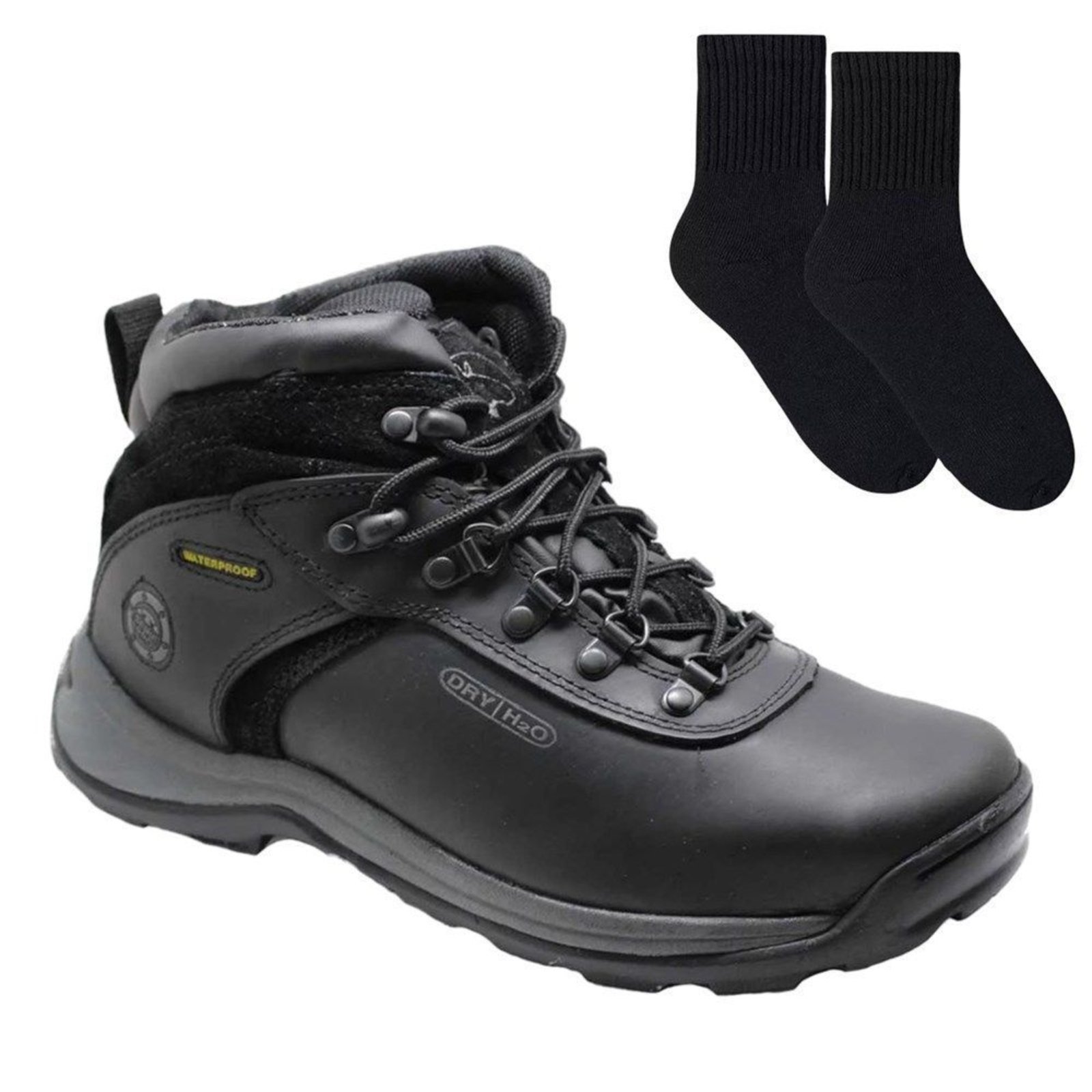 Kit Bota Impermeável Bull Terrier Freemont Masculina + Par de Meia – Preto – bull terrier