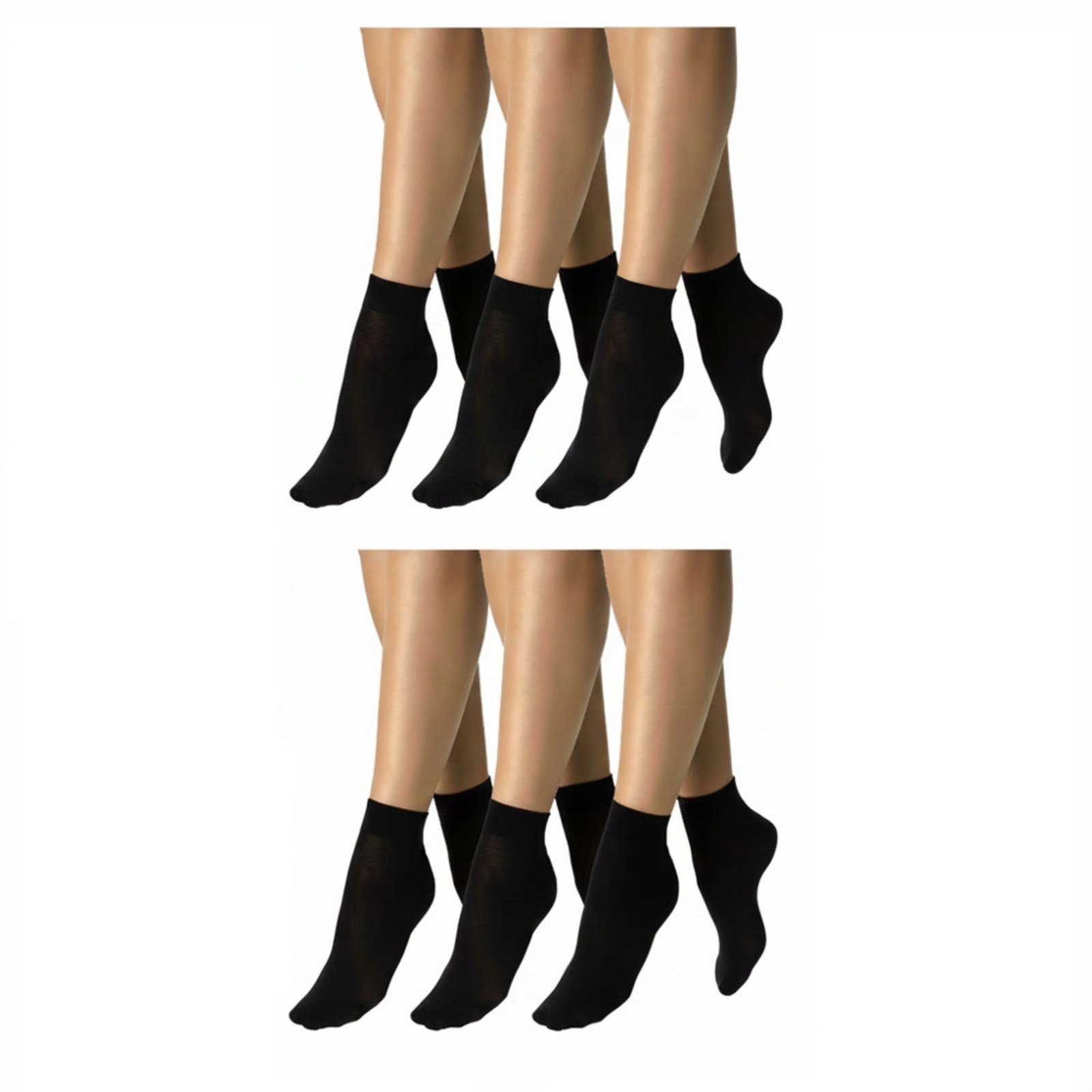 Kit com 6 Pares de Meias Fio 40 Selene 9070.001 Preto