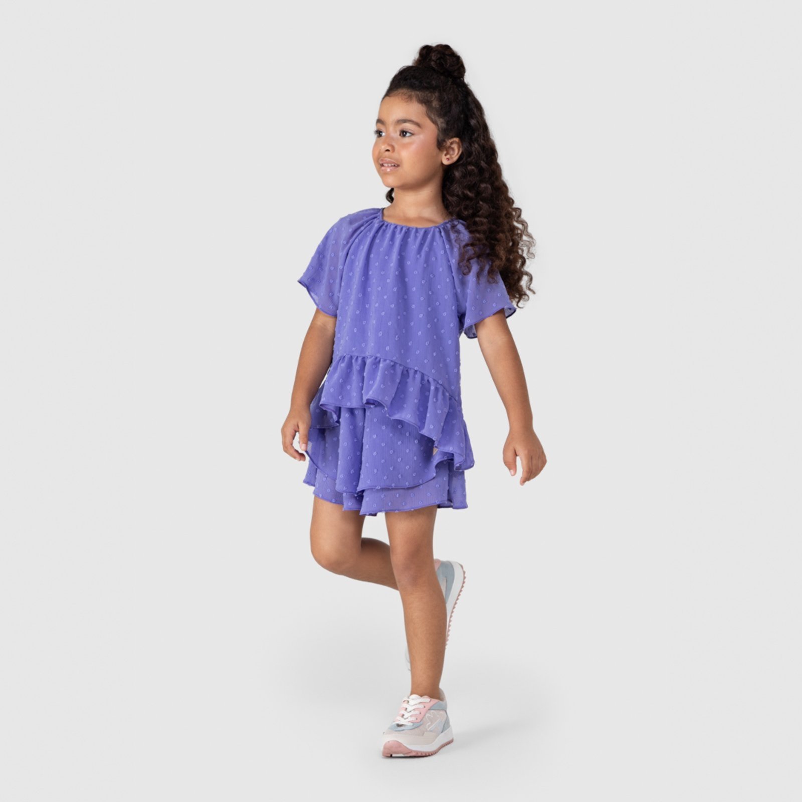 Infantil – Blusa Chiffon Manga Curta Feminina Lilica Ripilica