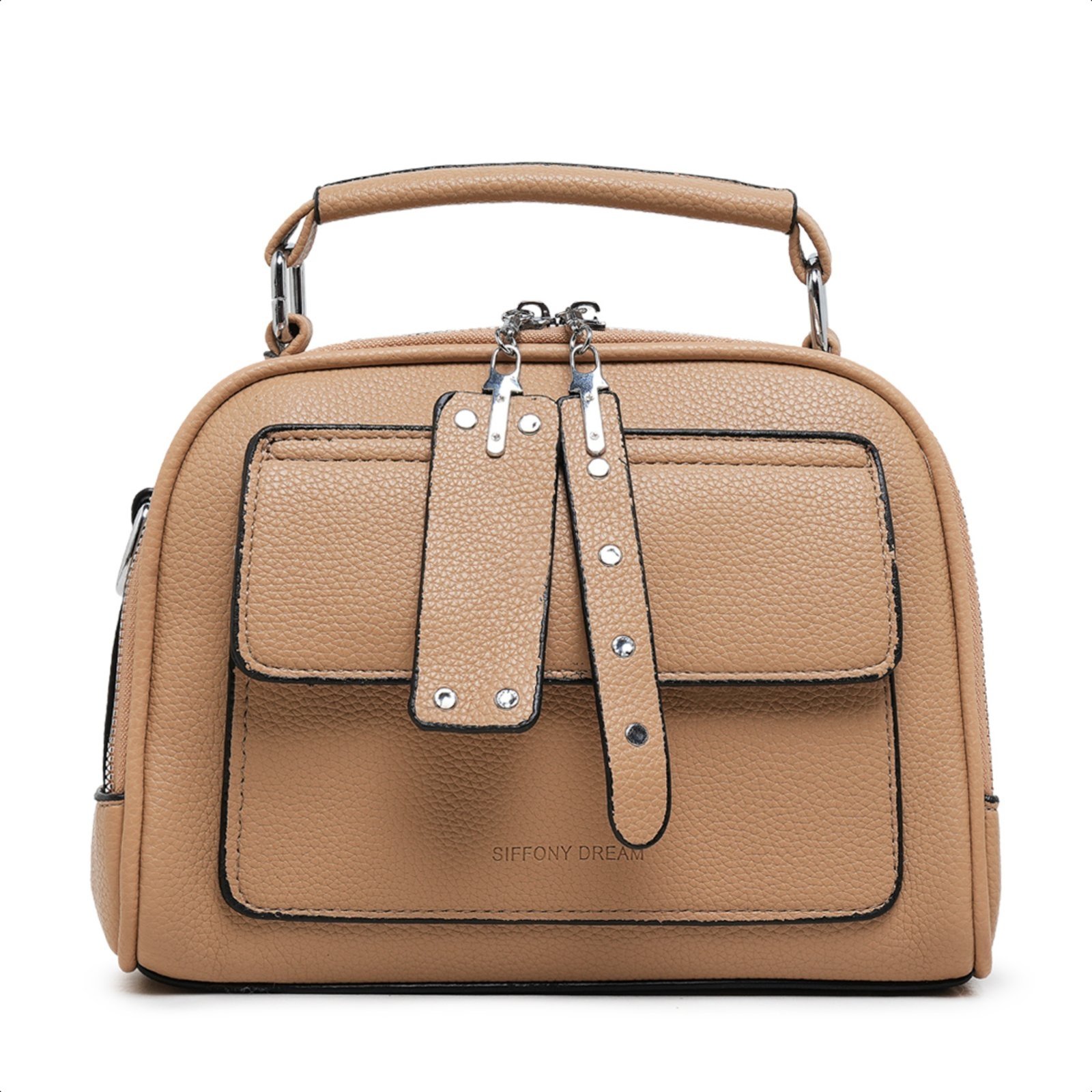 Bolsa Transversal Couro Bolsinha Feminina Moderna Compacta – Nude