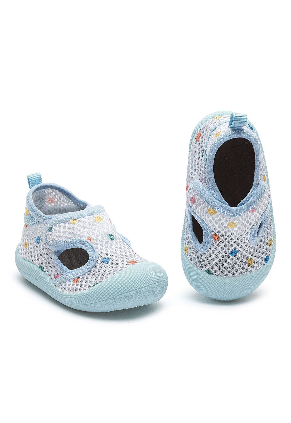 Infantil - Sandália Antiderrapante Praia Menino Respirável Branco Azul Mzkid