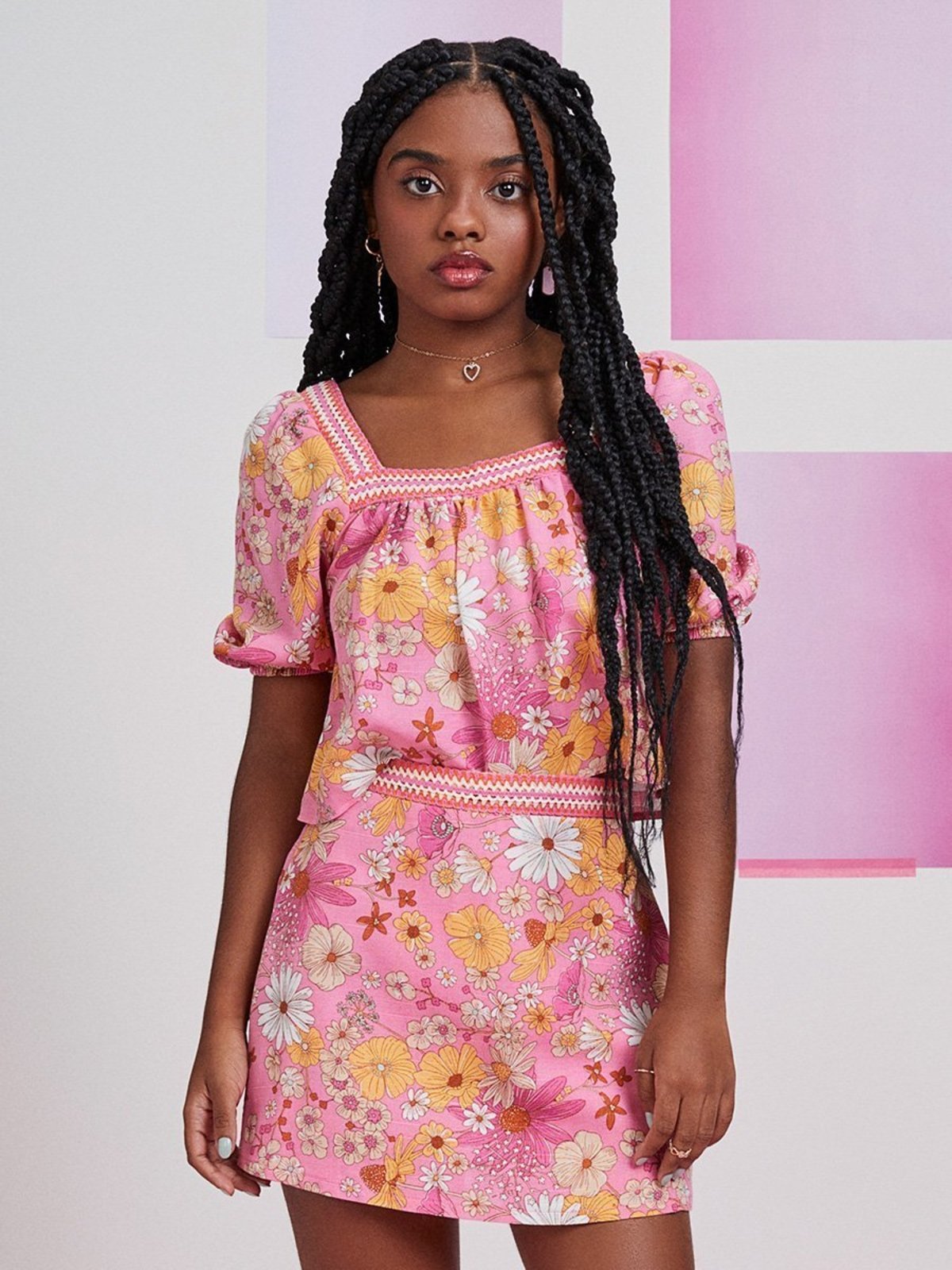 Infantil - Blusa Rosa Floral