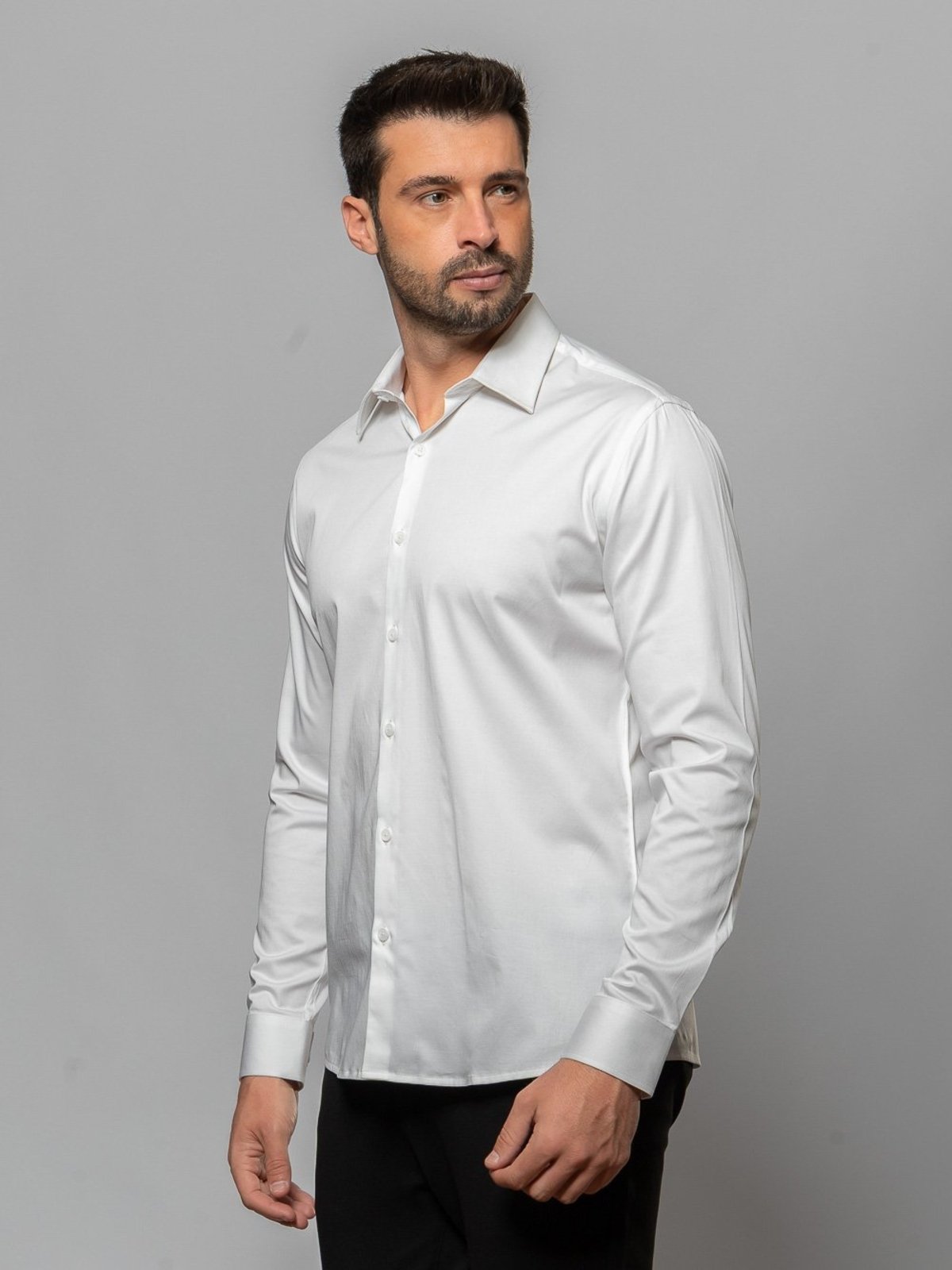 Camisa Social Masculina Acetinada Slim com Elastano Crocker