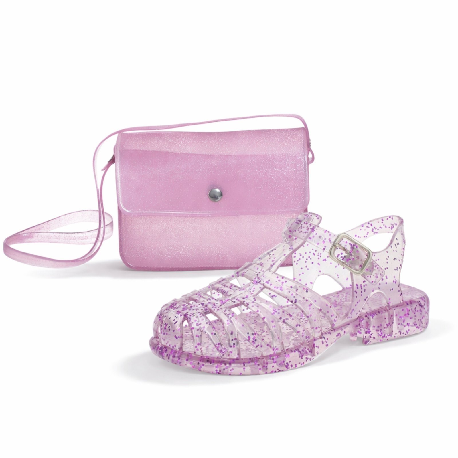 Infantil - Kit menina sandália emborrachada + bolsa transversal injetada