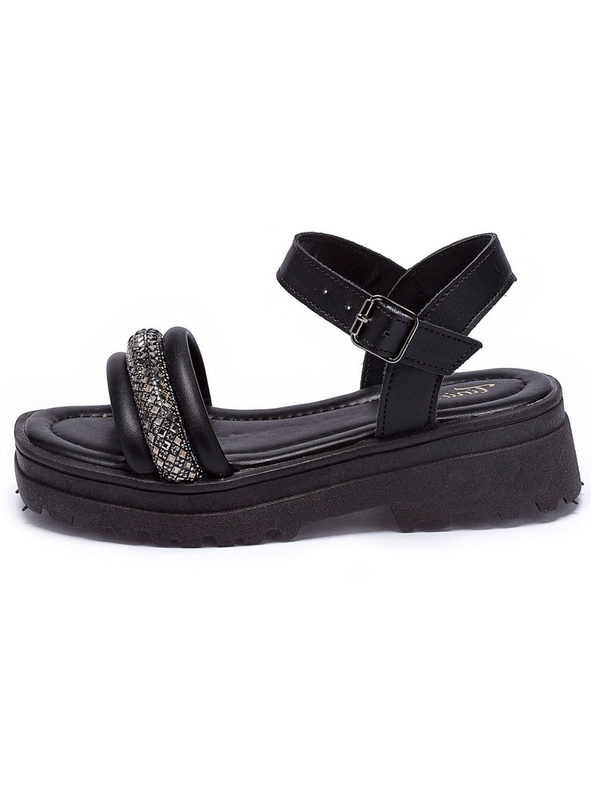 Infantil – Sandália Feminina Tininha Tira Strass Festa Preto