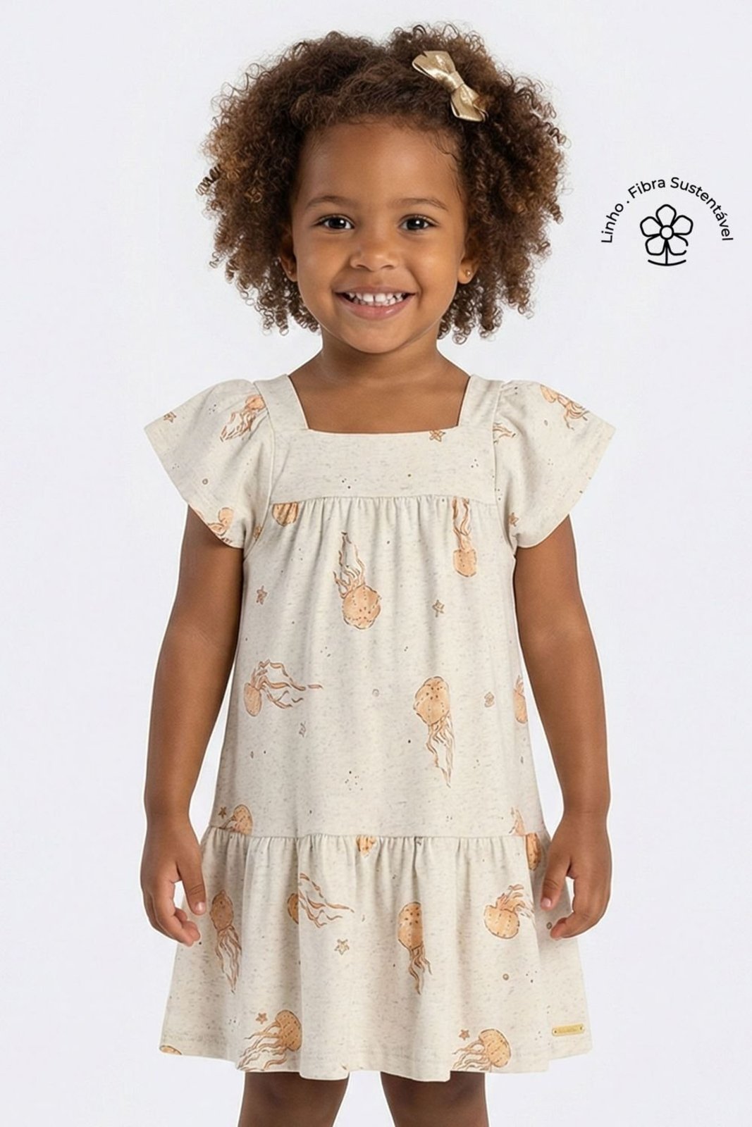 Infantil - Vestido Menina Jellyfish Colorittá Bege