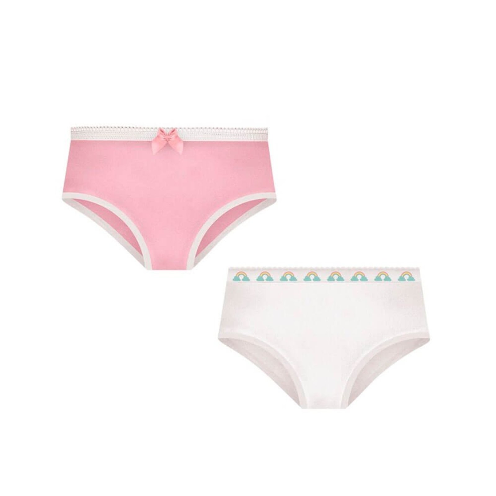 Kit 2 Calcinhas Infantis 100% Algodão Selene 20650.001 Rosa/Branco