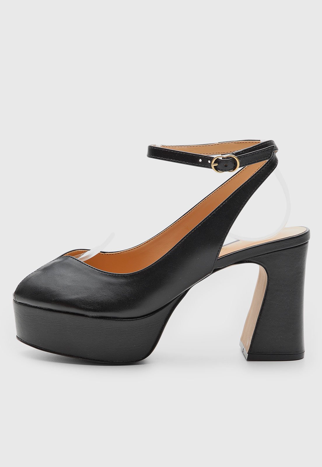 Vista 2 Scarpin Feminino Luiza Barcelos Salto Bloco preto Luiza Barcelos preto