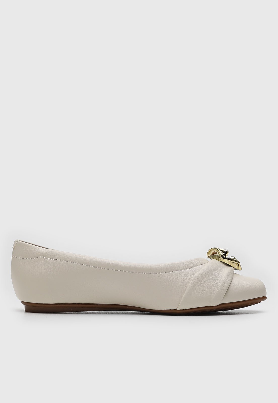 Vista 3 Sapatilha Feminina Beira Rio Detalhe Metálico Dourado Off-White off-white white BEIRA RIO off-white white