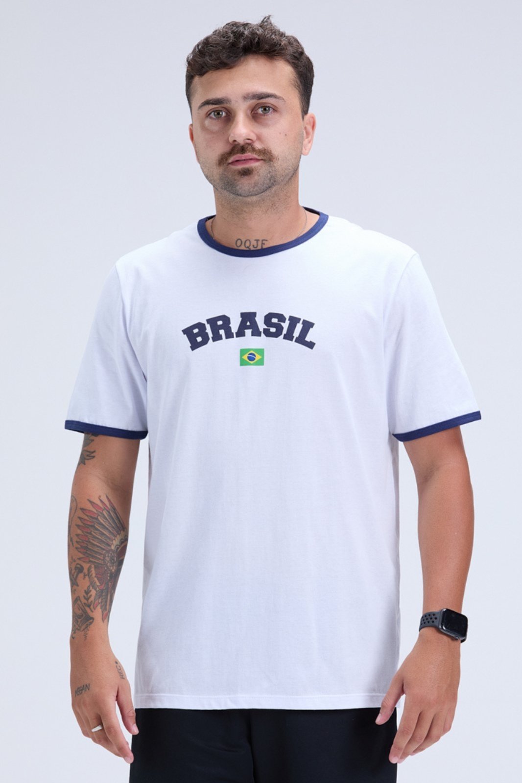 Camiseta Masculina Brasil Copa 100% Algodão Branco